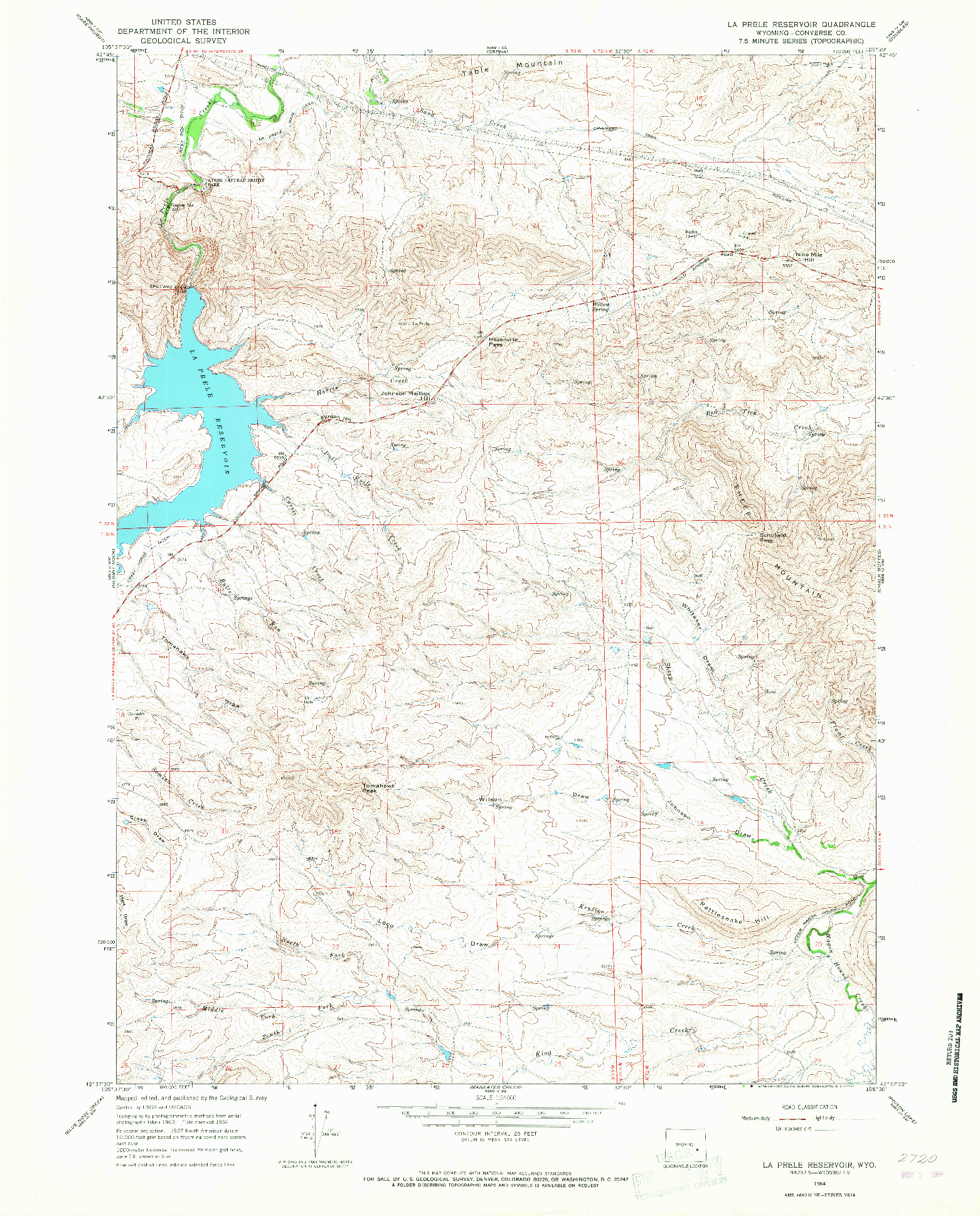 USGS 1:24000-SCALE QUADRANGLE FOR LA PRELE RESERVOIR, WY 1964