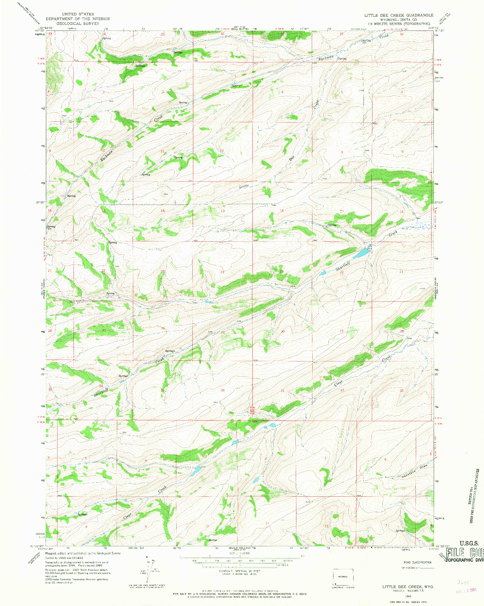 USGS 1:24000-SCALE QUADRANGLE FOR LITTLE DEE CREEK, WY 1965