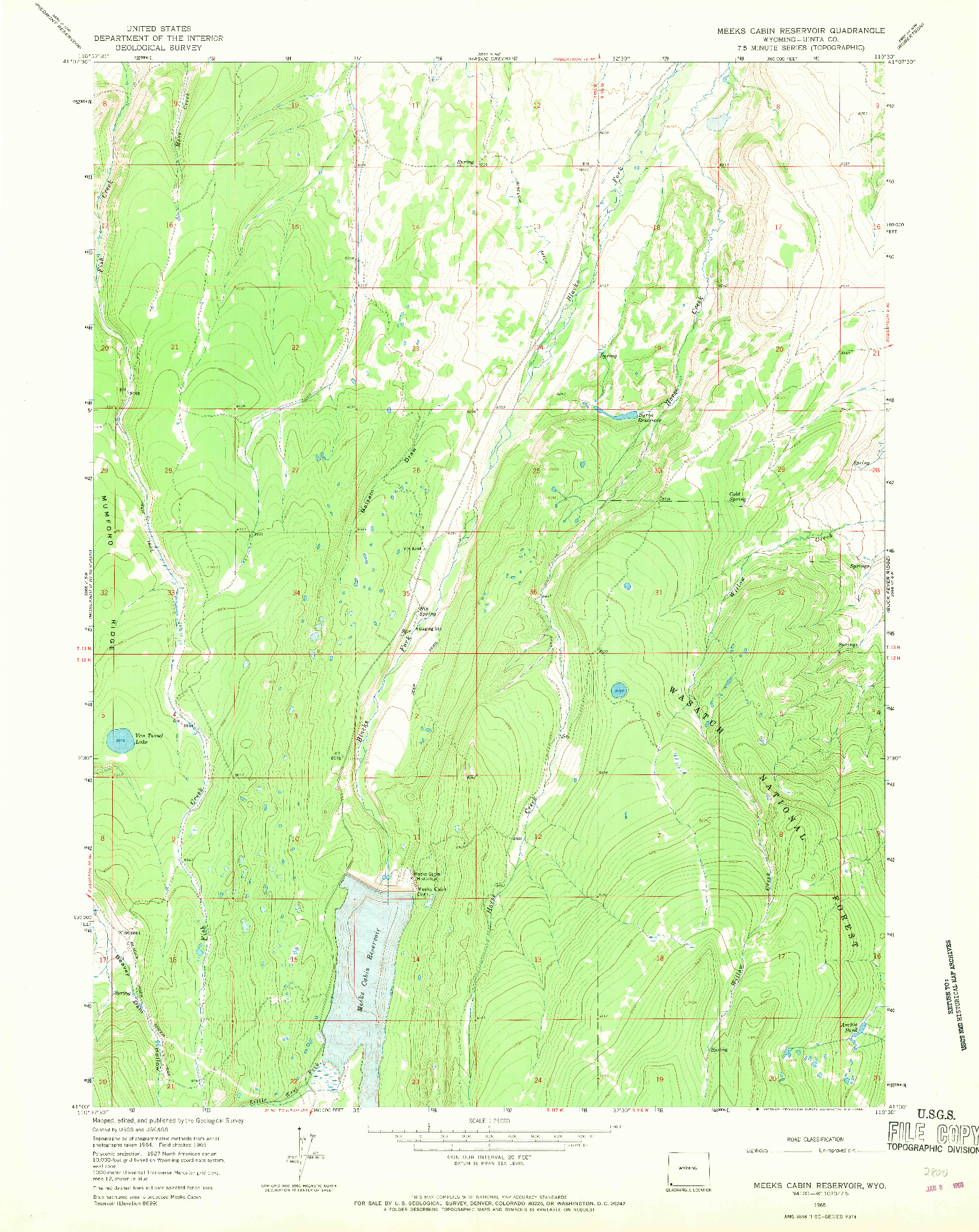 USGS 1:24000-SCALE QUADRANGLE FOR MEEKS CABIN RESERVOIR, WY 1965