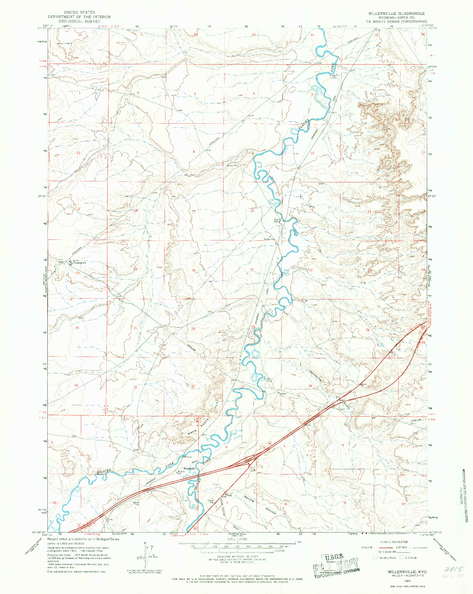 USGS 1:24000-SCALE QUADRANGLE FOR MILLERSVILLE, WY 1965