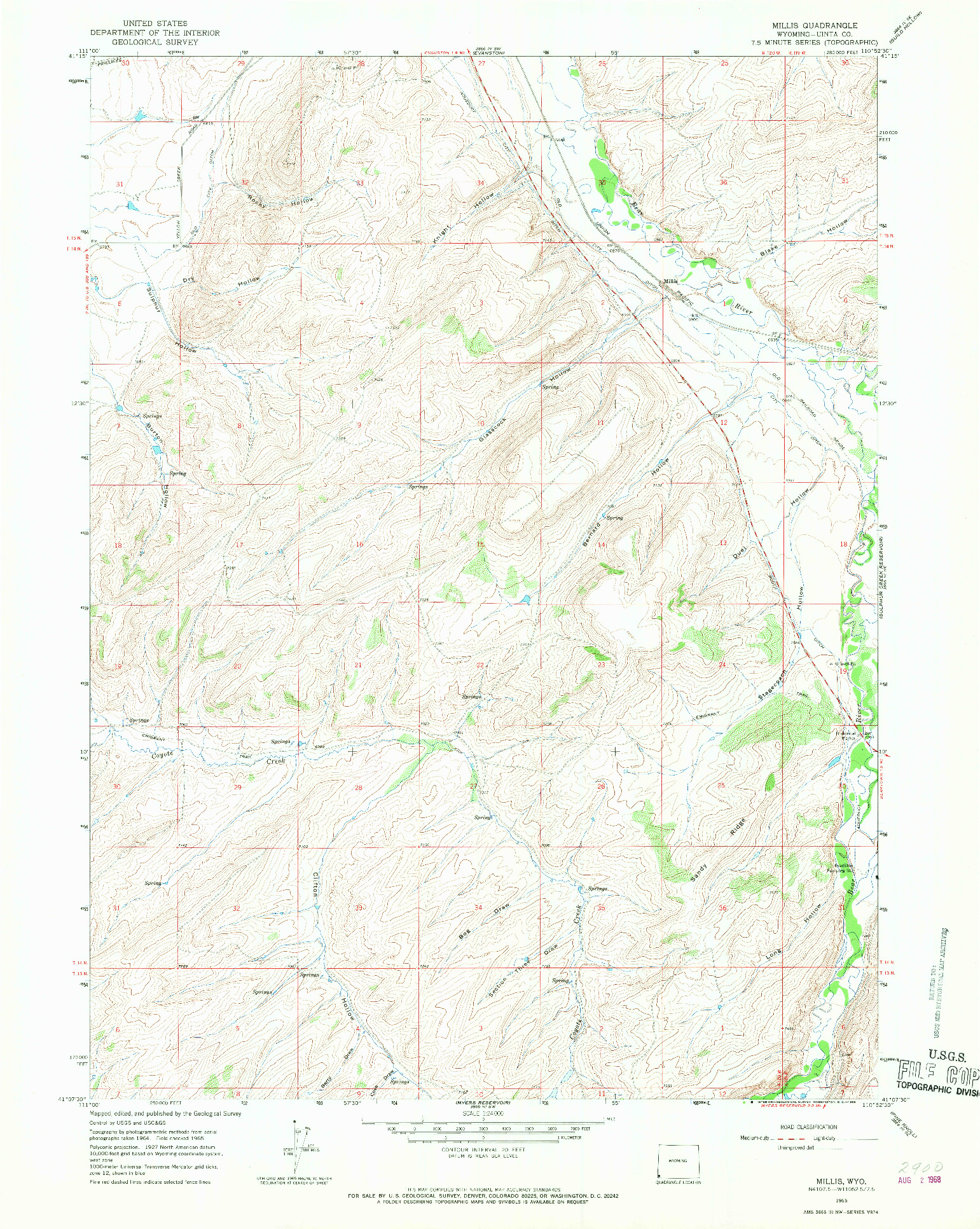USGS 1:24000-SCALE QUADRANGLE FOR MILLIS, WY 1965
