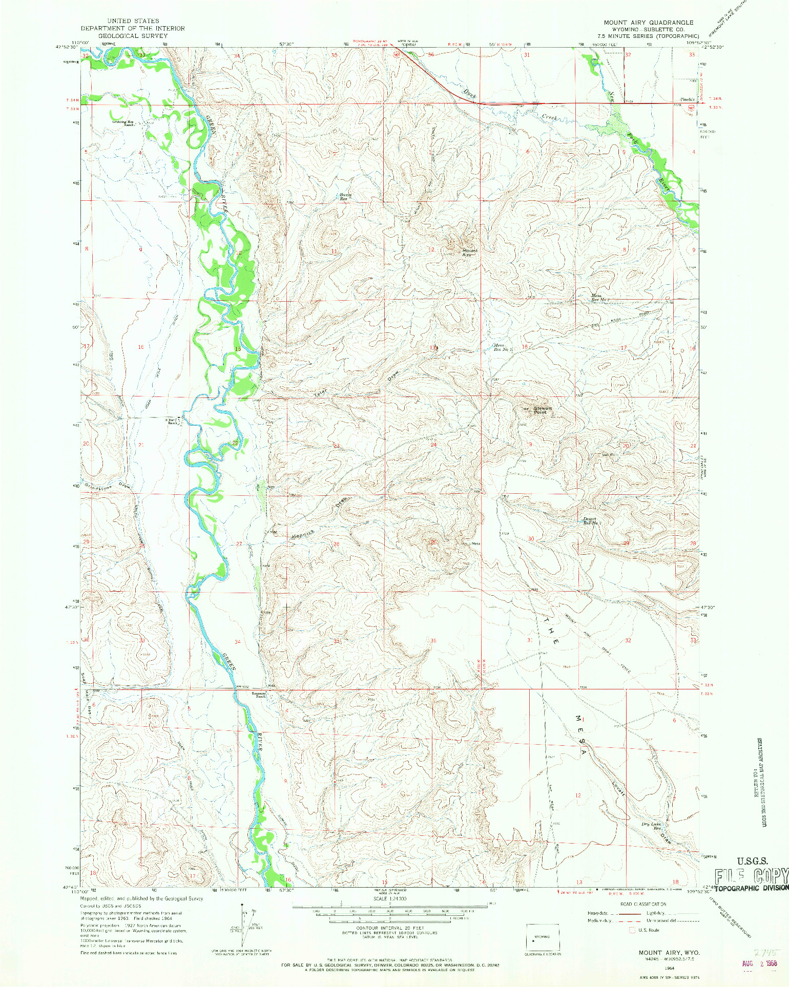 USGS 1:24000-SCALE QUADRANGLE FOR MOUNT AIRY, WY 1964