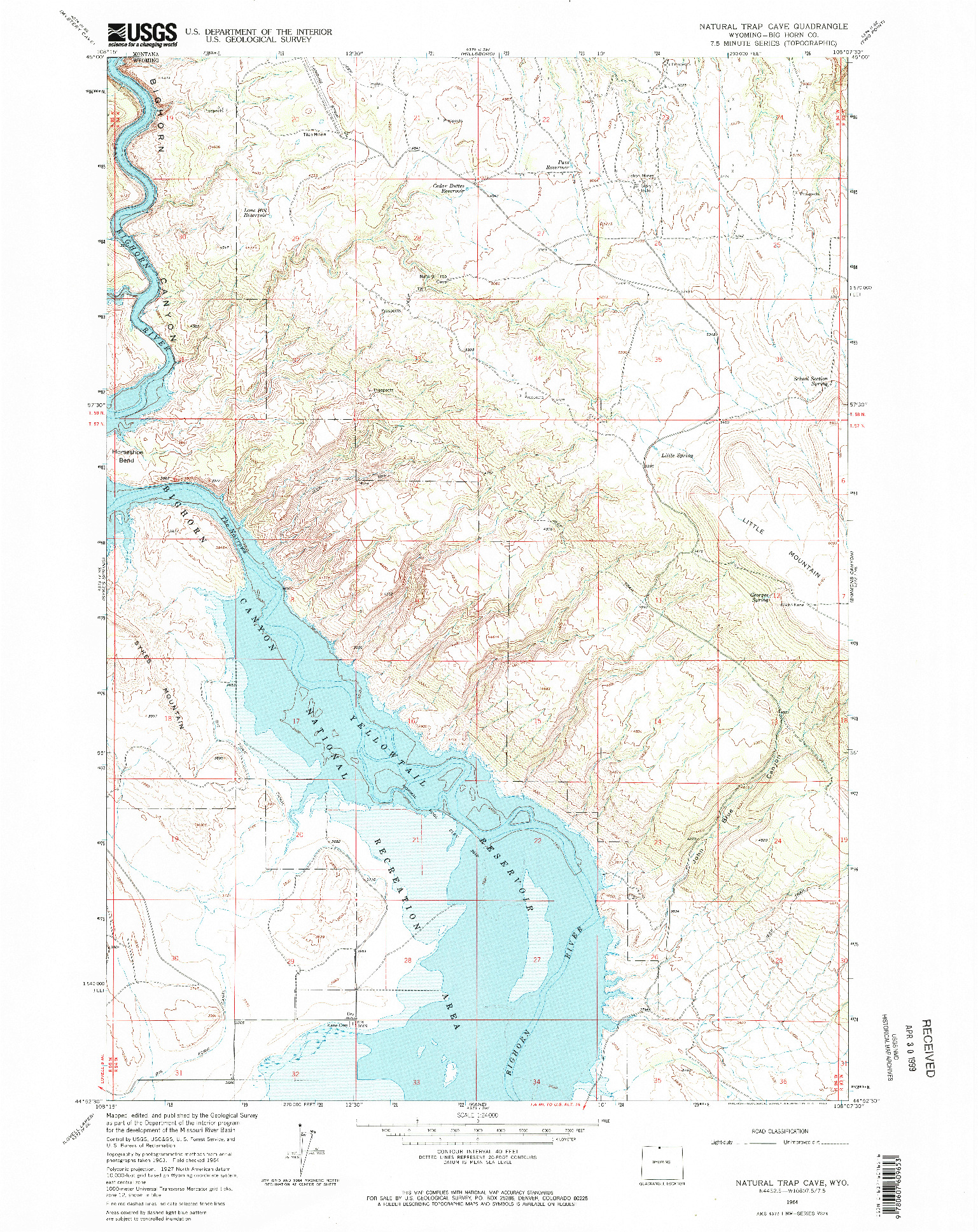 USGS 1:24000-SCALE QUADRANGLE FOR NATURAL TRAP CAVE, WY 1964