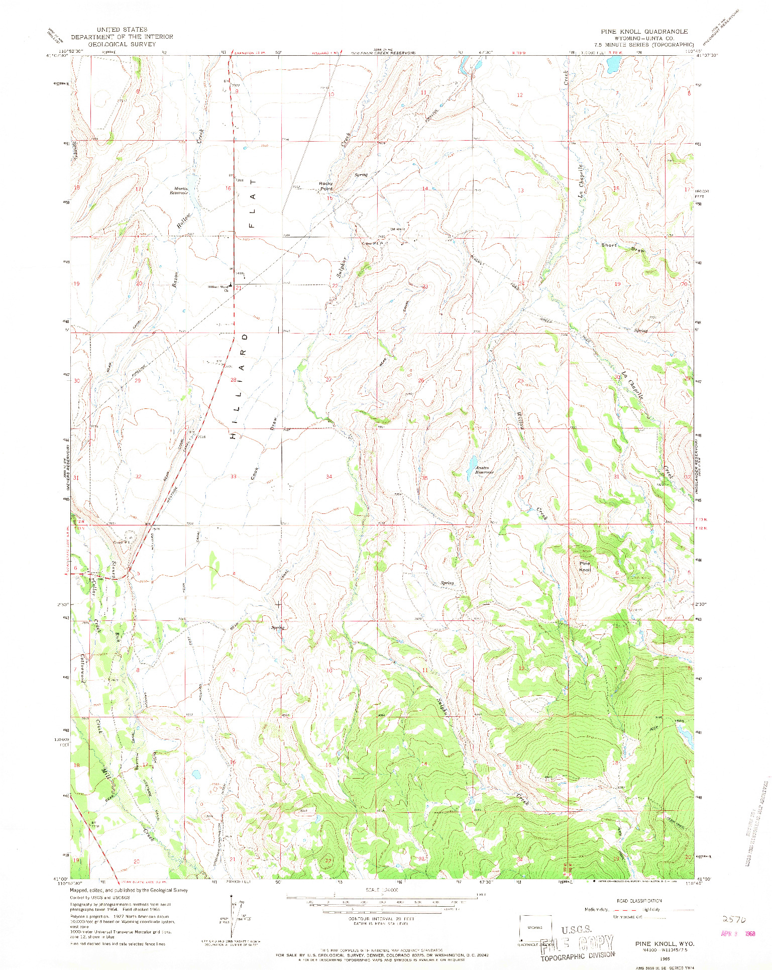 USGS 1:24000-SCALE QUADRANGLE FOR PINE KNOLL, WY 1965