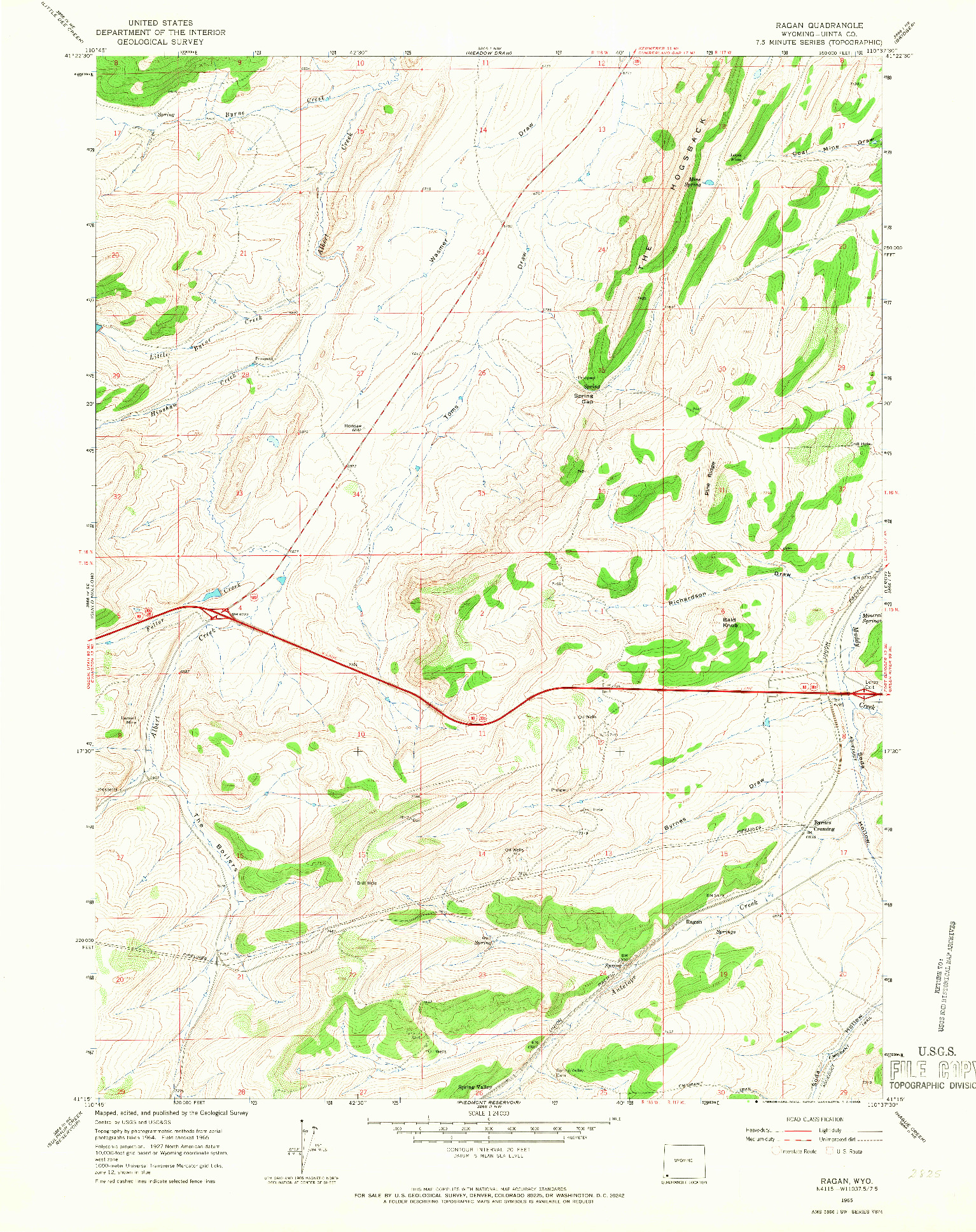 USGS 1:24000-SCALE QUADRANGLE FOR RAGAN, WY 1965