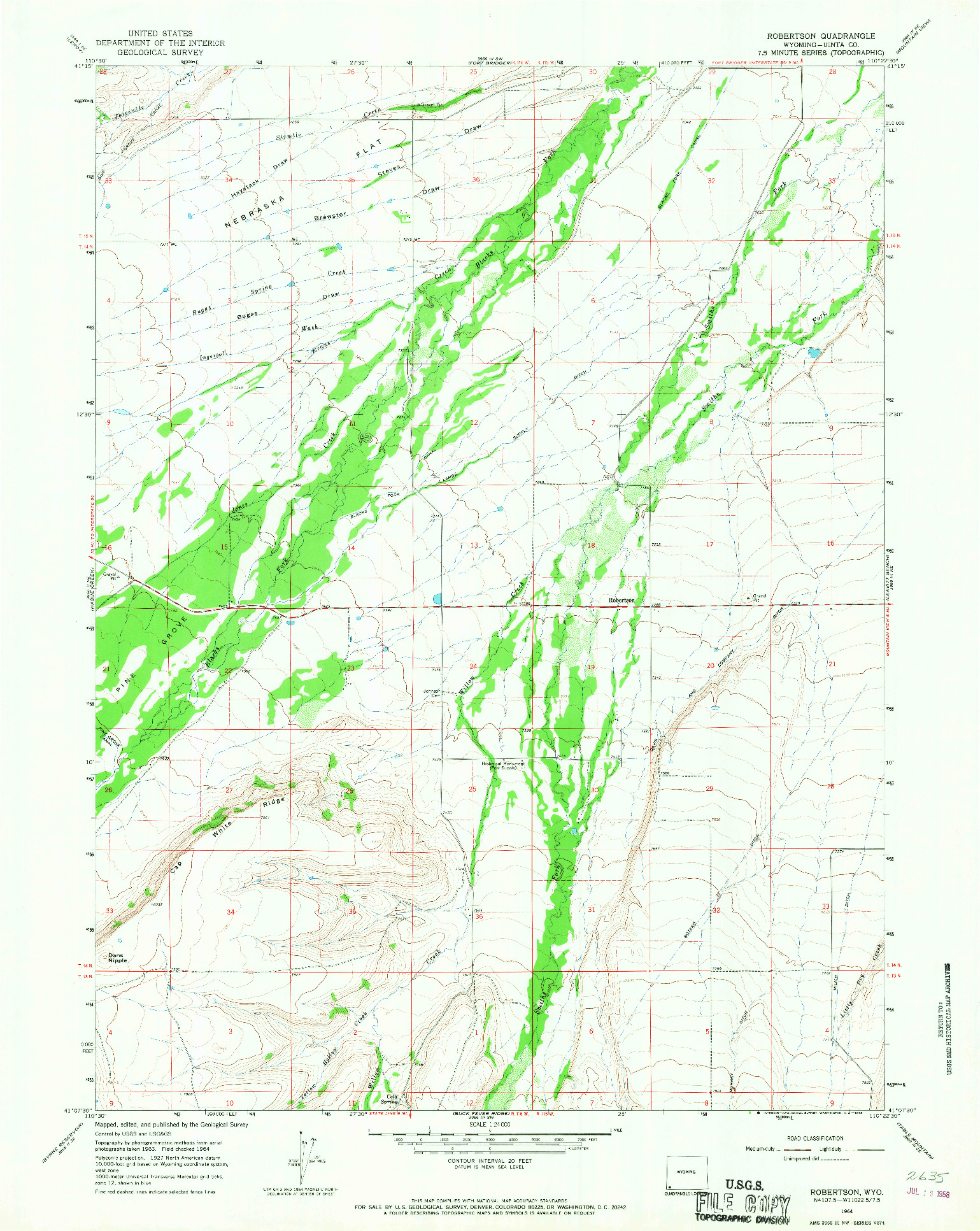 USGS 1:24000-SCALE QUADRANGLE FOR ROBERTSON, WY 1964