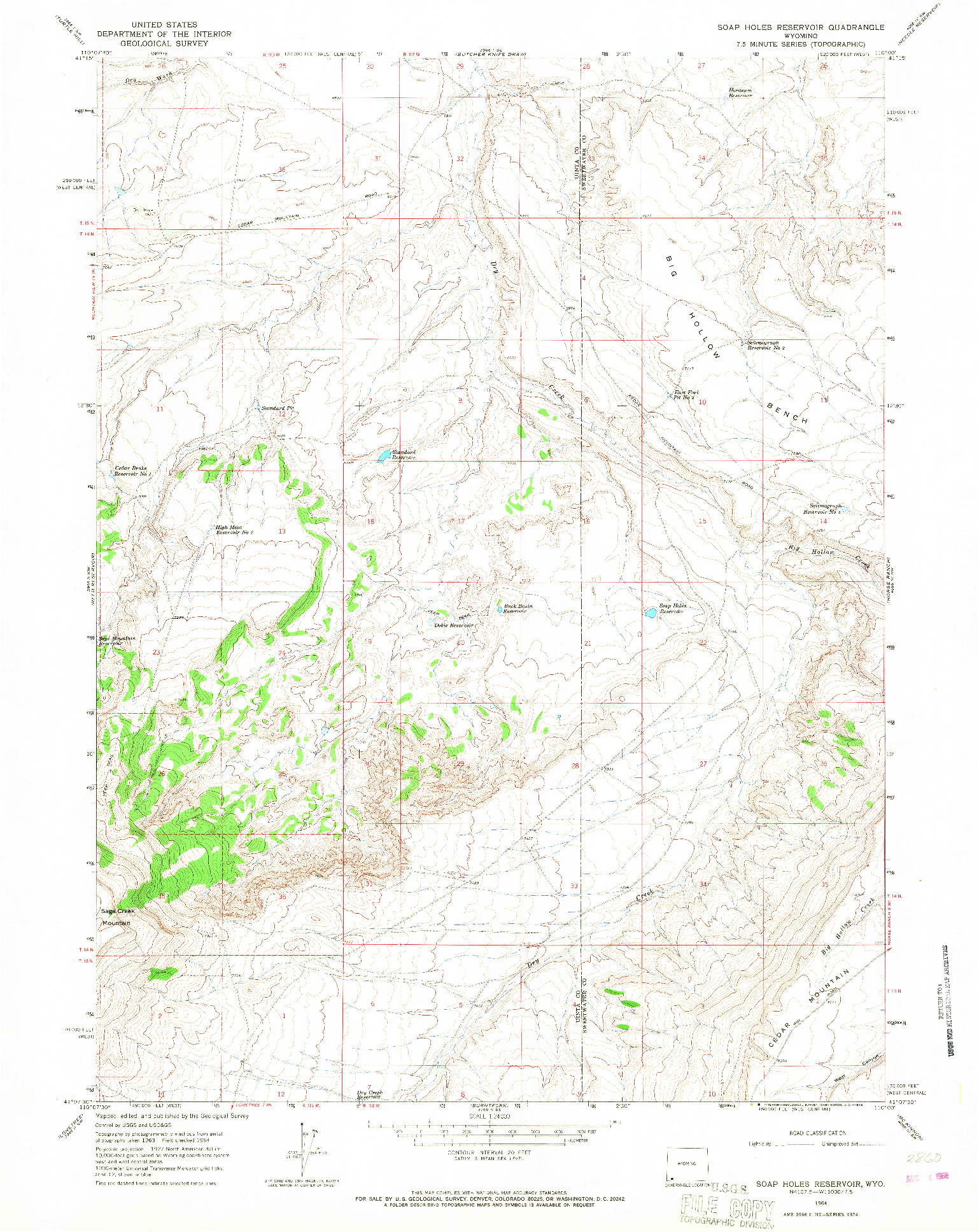 USGS 1:24000-SCALE QUADRANGLE FOR SOAP HOLES RESERVOIR, WY 1964