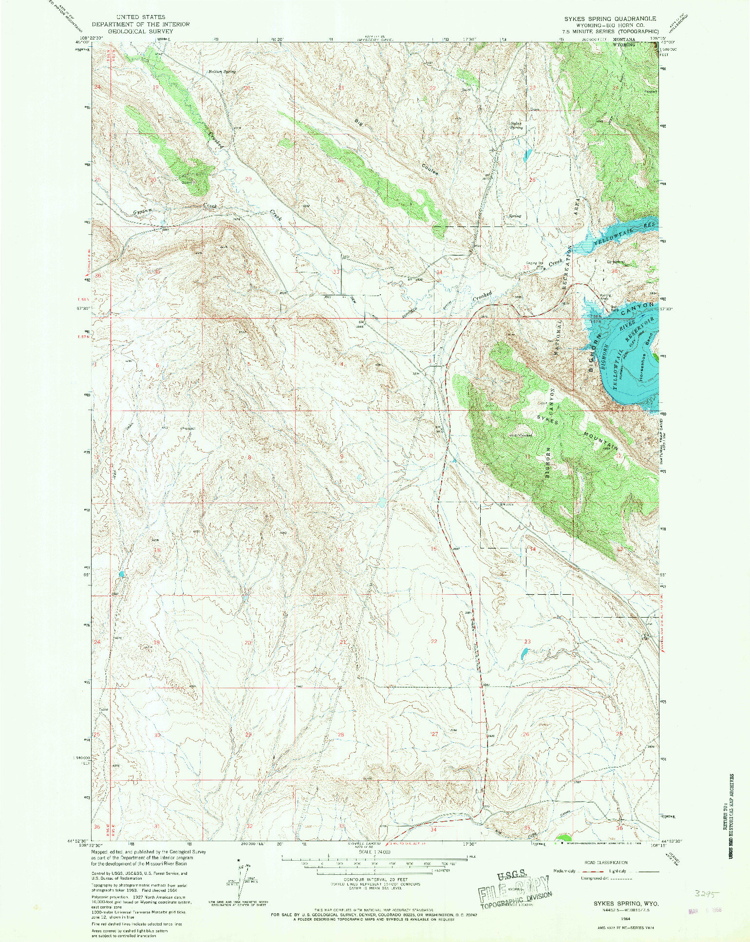 USGS 1:24000-SCALE QUADRANGLE FOR SYKES SPRING, WY 1964