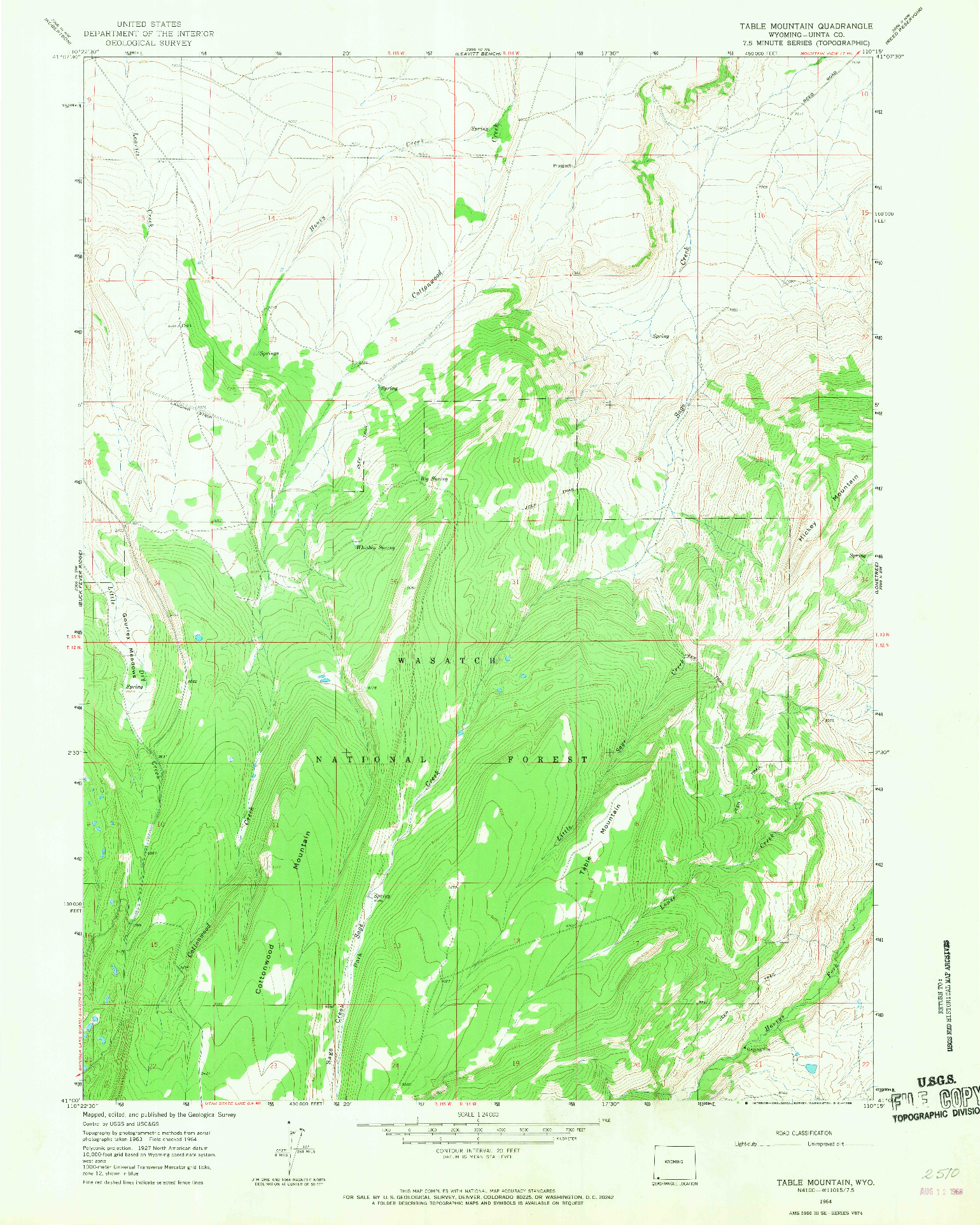 USGS 1:24000-SCALE QUADRANGLE FOR TABLE MOUNTAIN, WY 1964