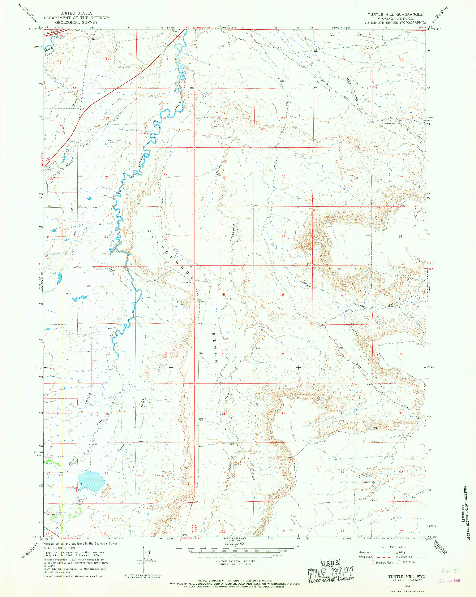 USGS 1:24000-SCALE QUADRANGLE FOR TURTLE HILL, WY 1965