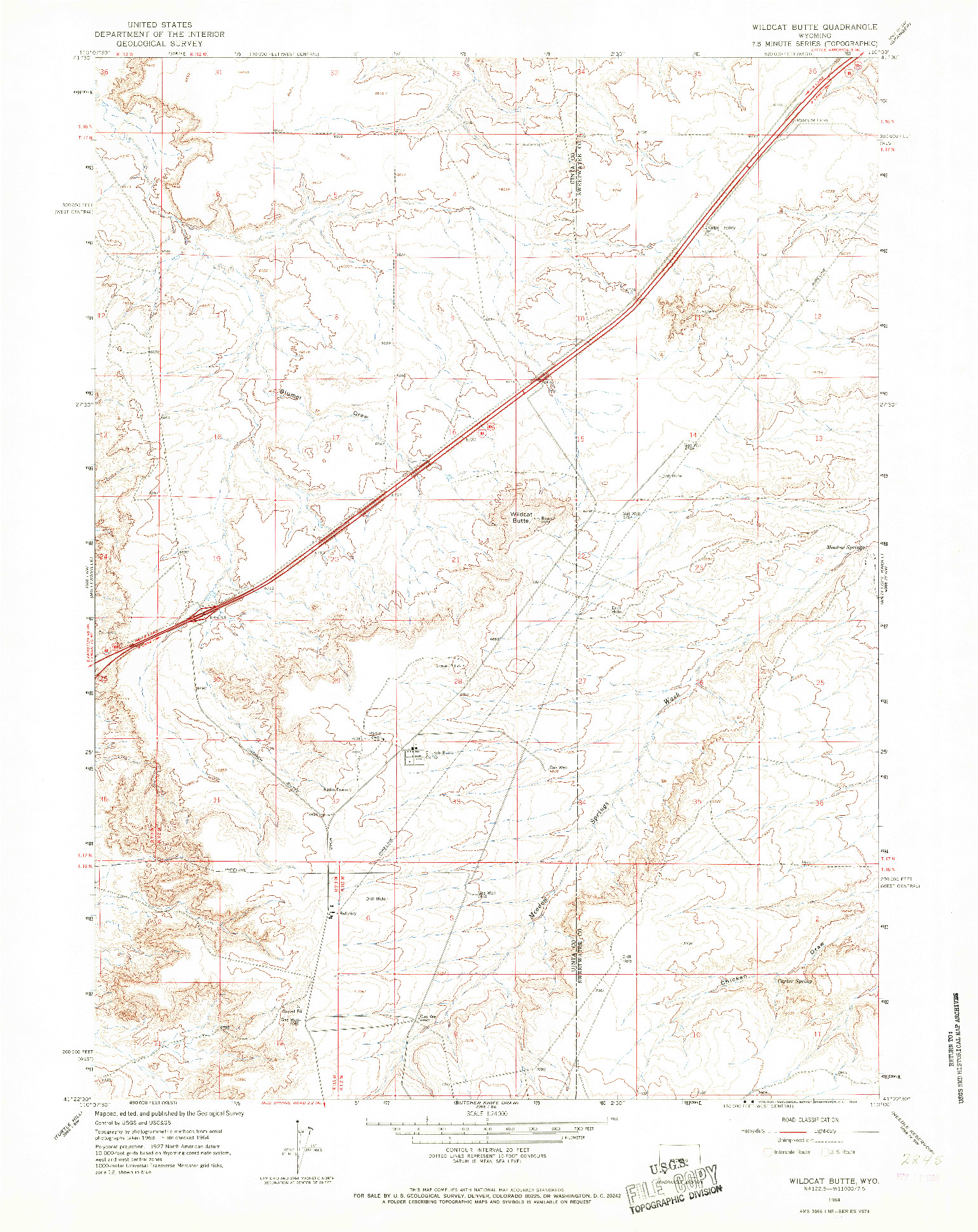 USGS 1:24000-SCALE QUADRANGLE FOR WILDCAT BUTTE, WY 1964
