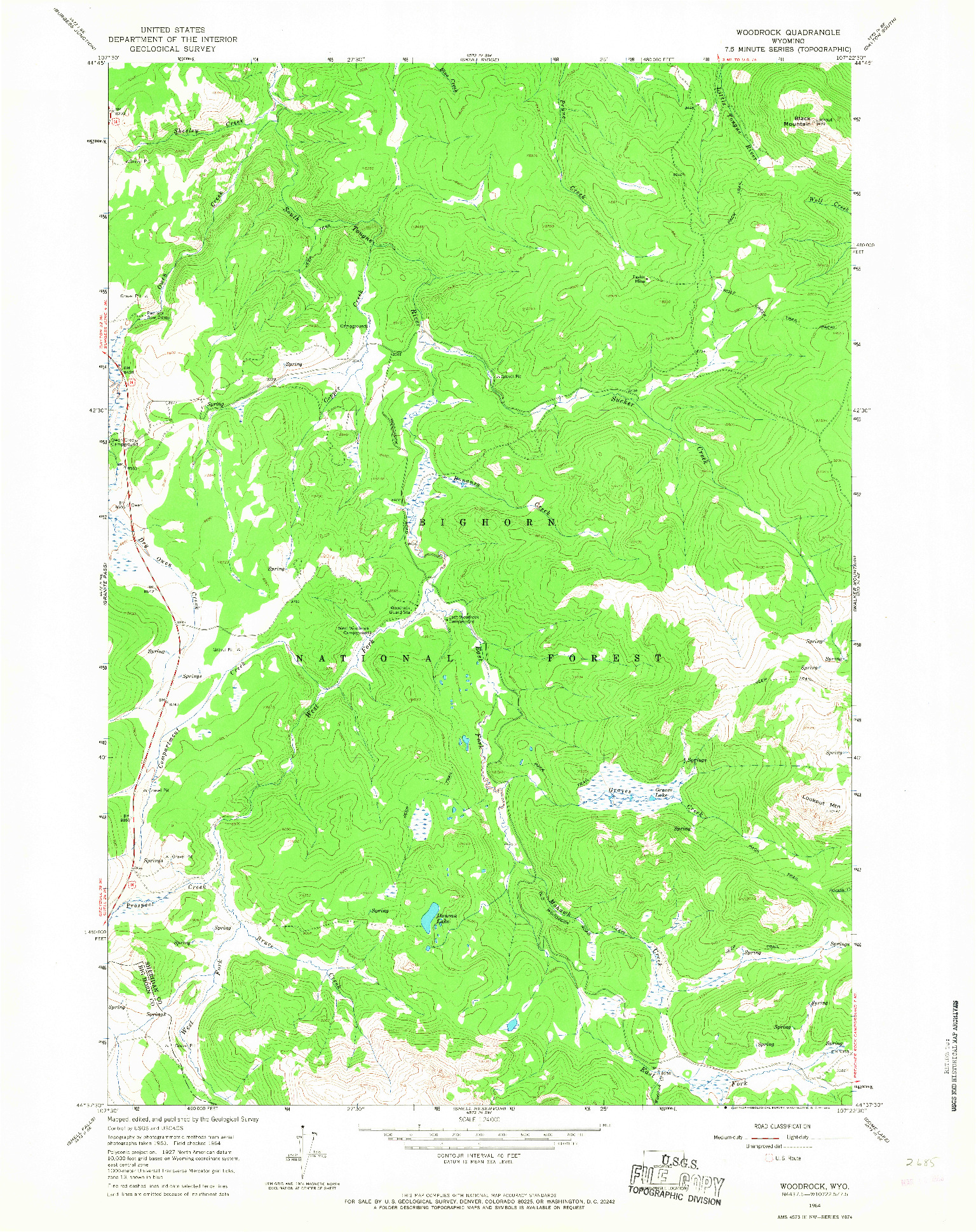 USGS 1:24000-SCALE QUADRANGLE FOR WOODROCK, WY 1964