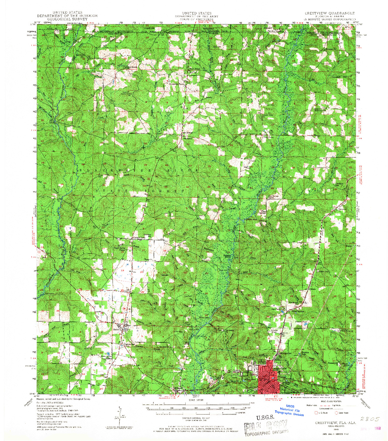 USGS 1:62500-SCALE QUADRANGLE FOR CRESTVIEW, FL 1949