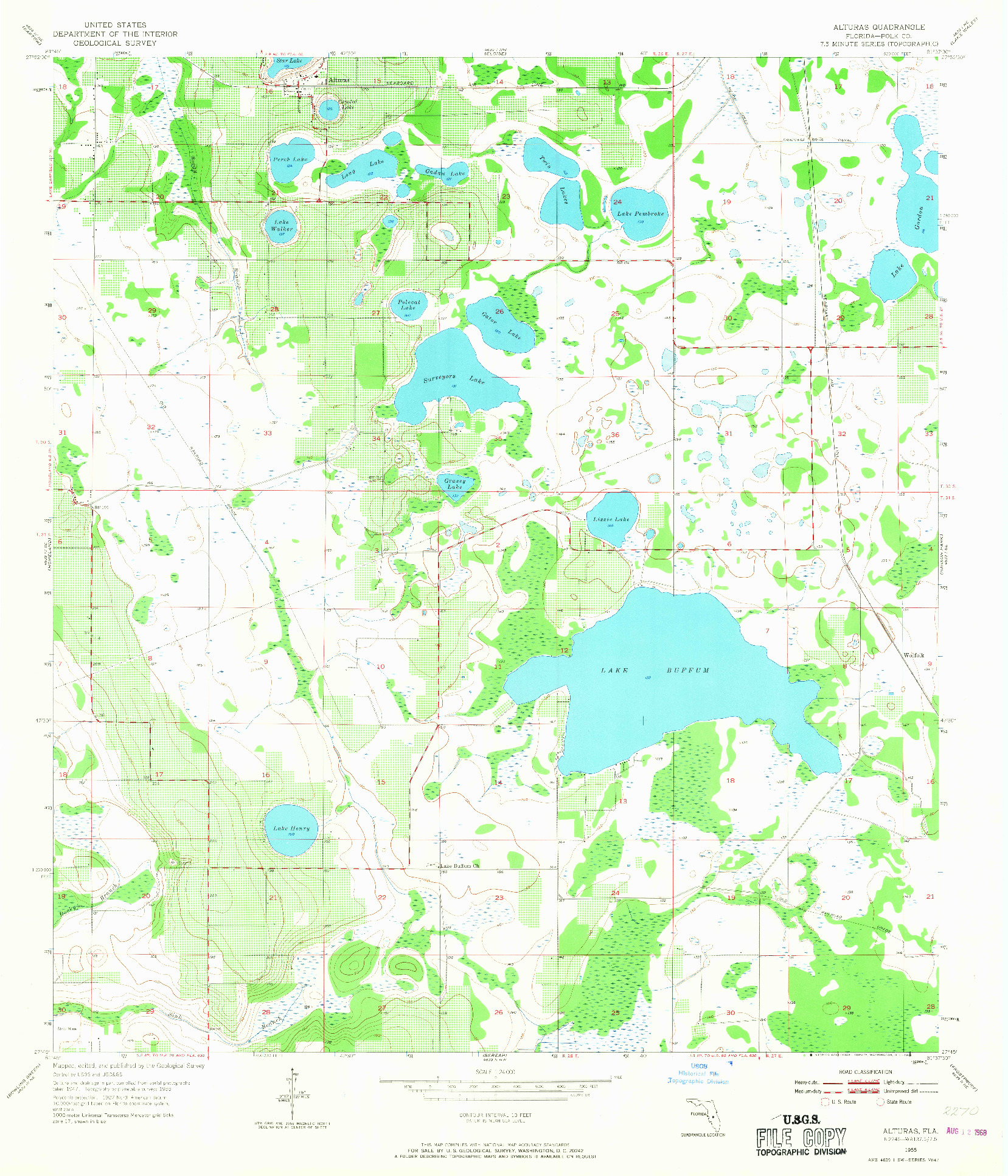 USGS 1:24000-SCALE QUADRANGLE FOR ALTURAS, FL 1955