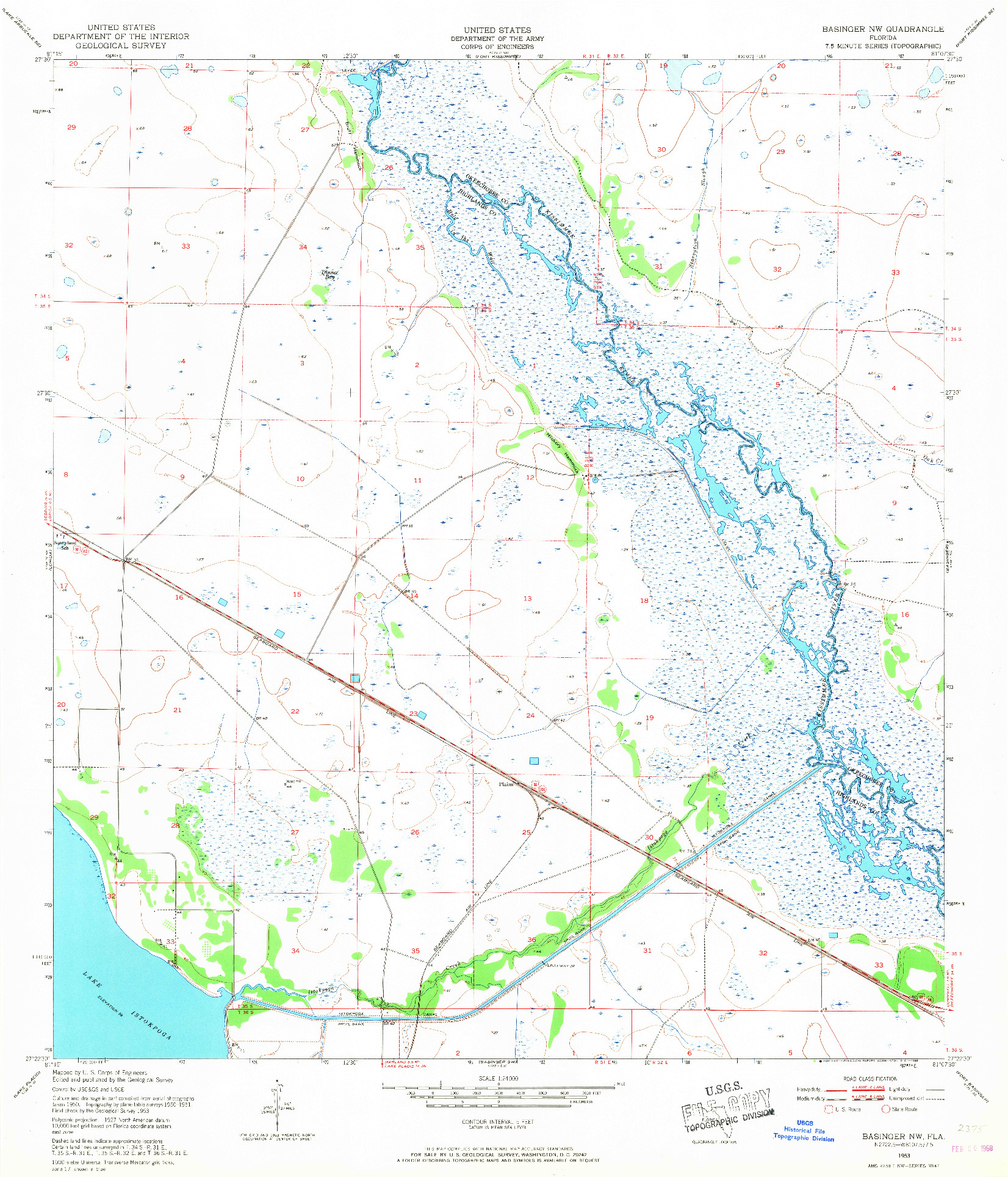 USGS 1:24000-SCALE QUADRANGLE FOR BASINGER NW, FL 1953