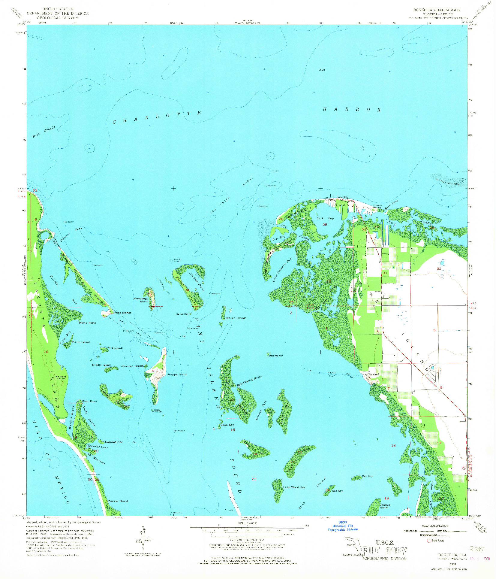 USGS 1:24000-SCALE QUADRANGLE FOR BOKEELIA, FL 1958