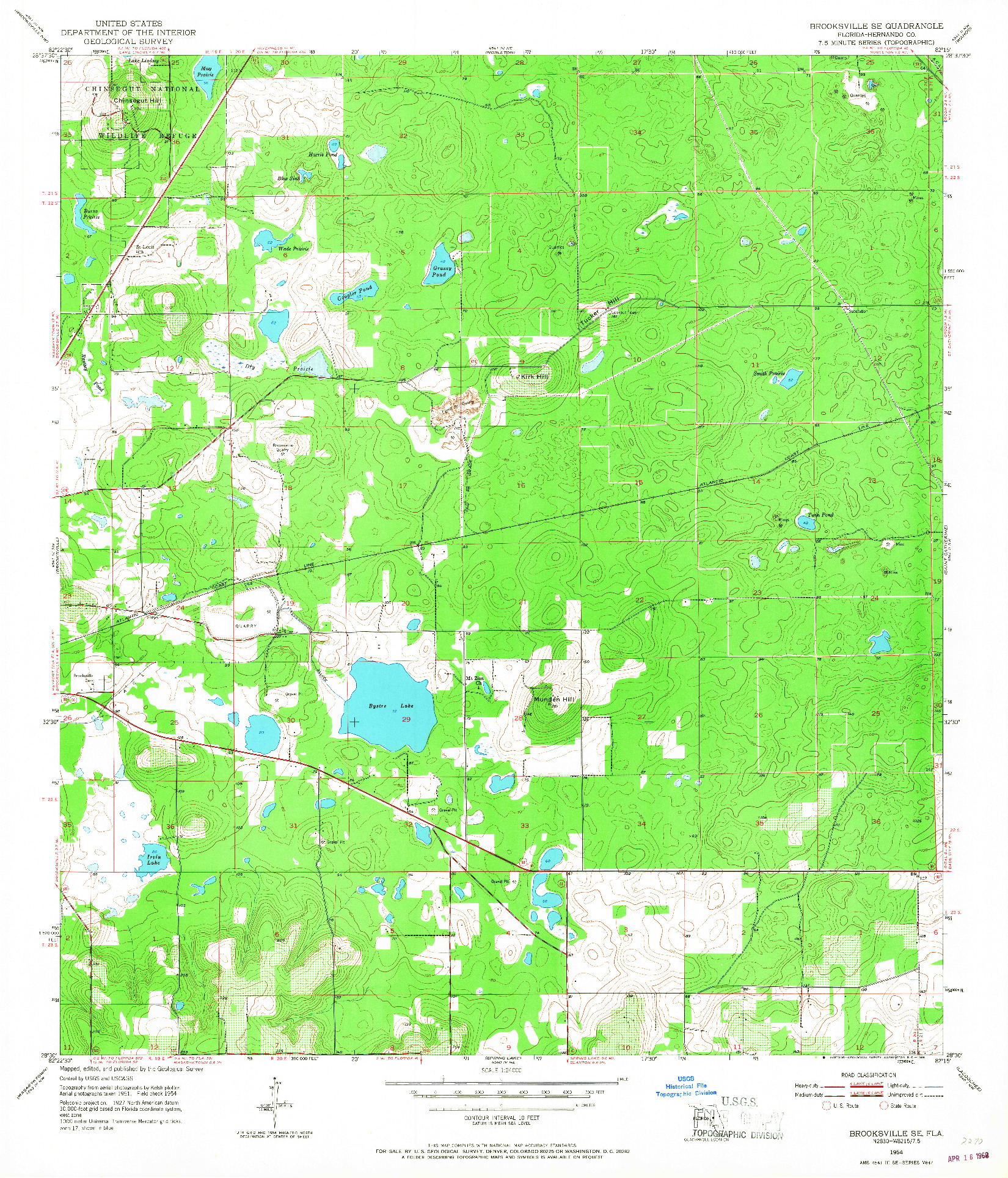 USGS 1:24000-SCALE QUADRANGLE FOR BROOKSVILLE SE, FL 1954