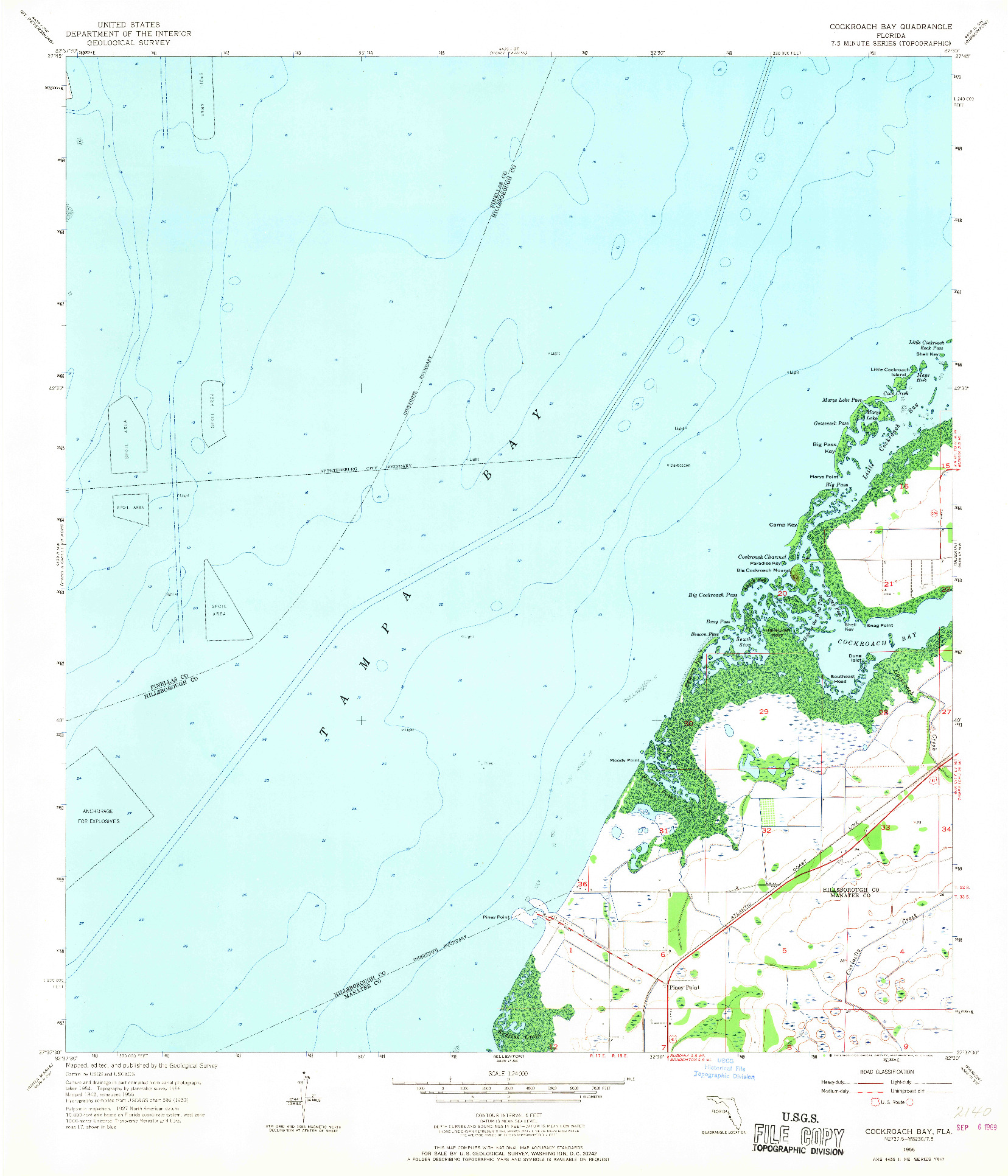 USGS 1:24000-SCALE QUADRANGLE FOR COCKROACH BAY, FL 1956