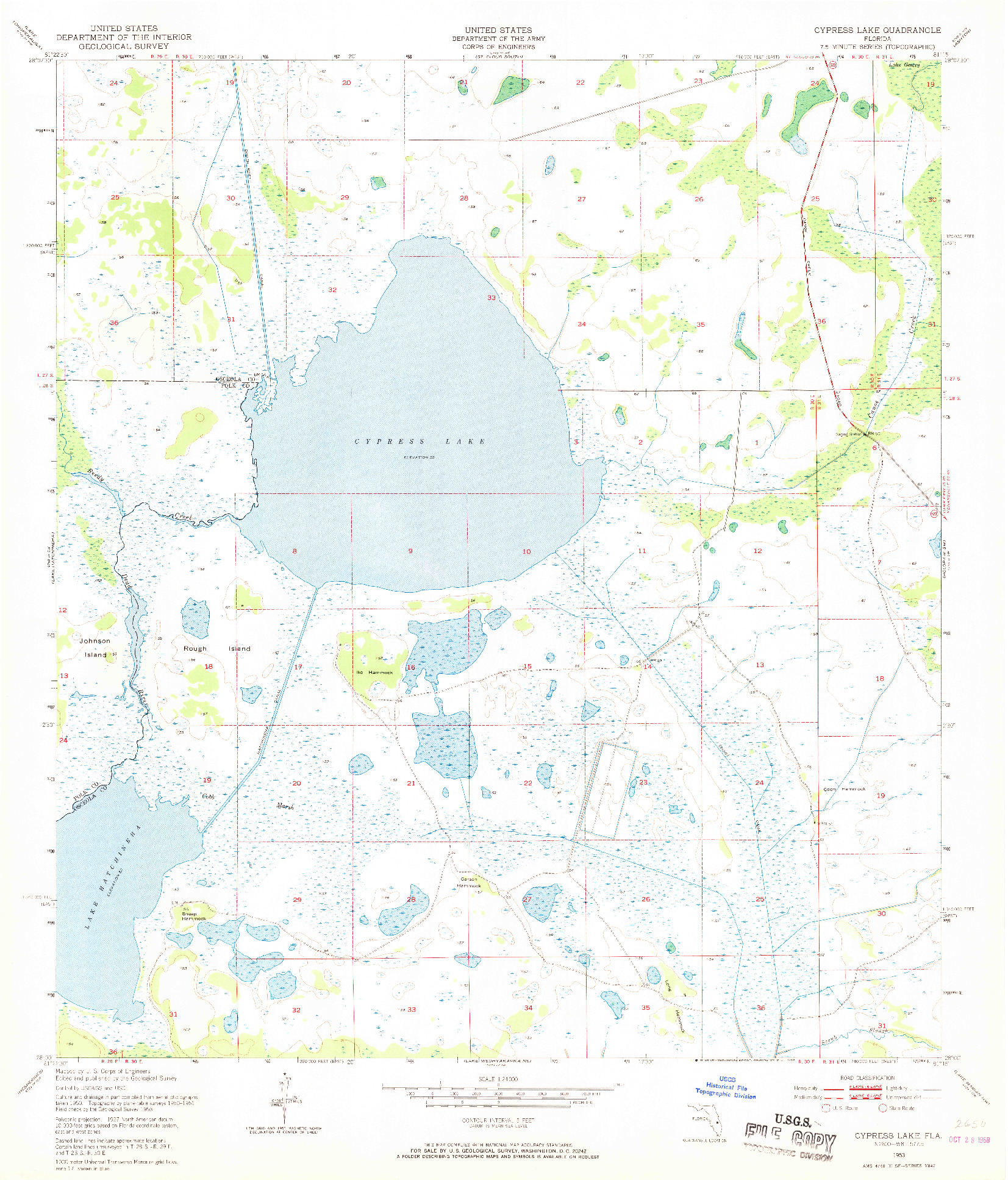USGS 1:24000-SCALE QUADRANGLE FOR CYPRESS LAKE, FL 1953