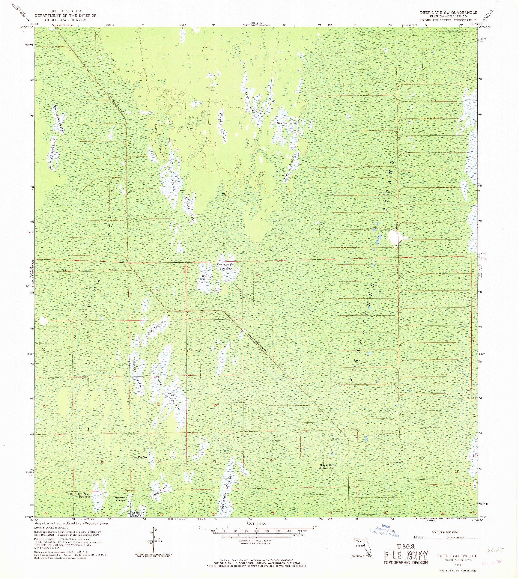 USGS 1:24000-SCALE QUADRANGLE FOR DEEP LAKE SW, FL 1959