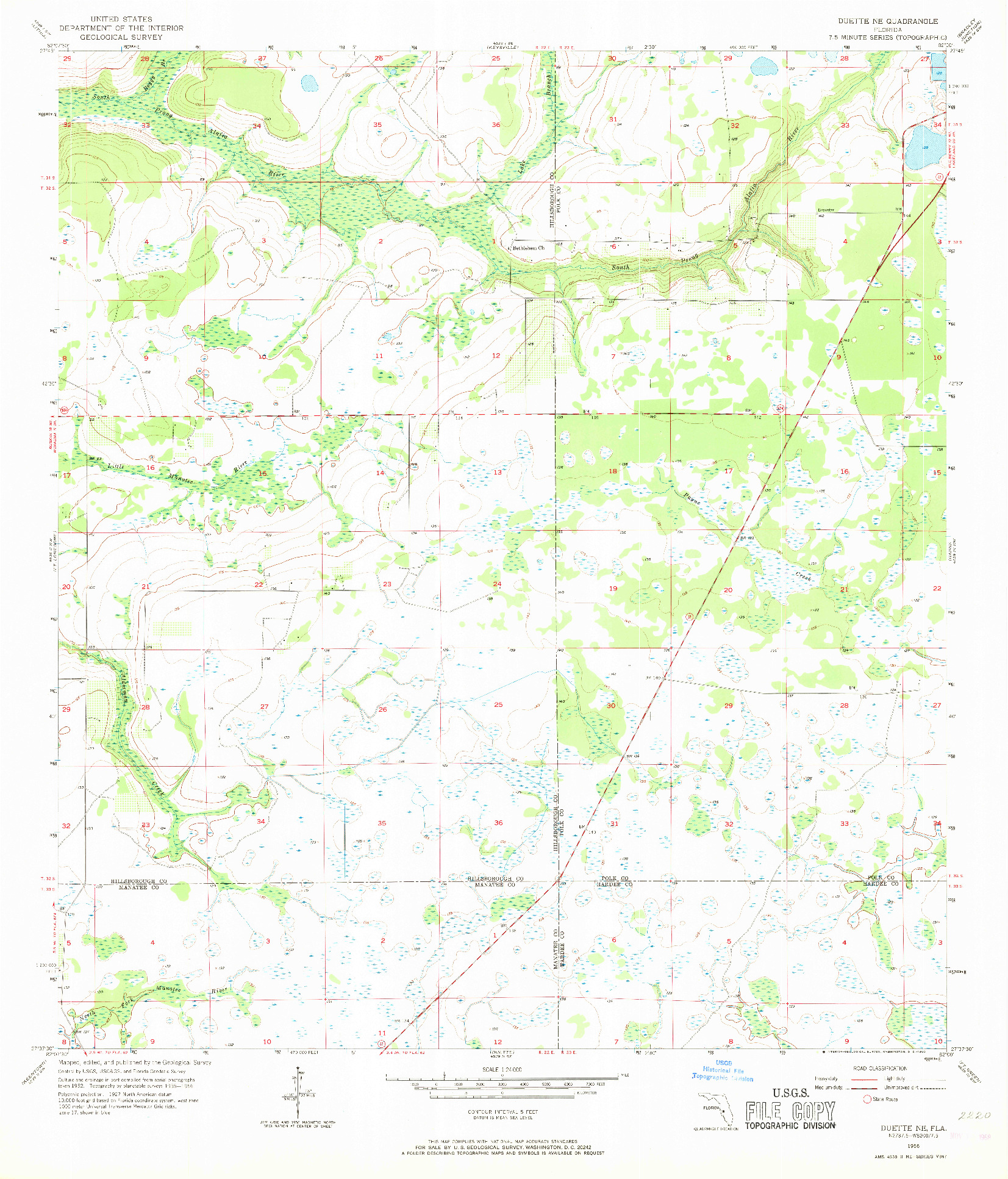 USGS 1:24000-SCALE QUADRANGLE FOR DUETTE NE, FL 1956