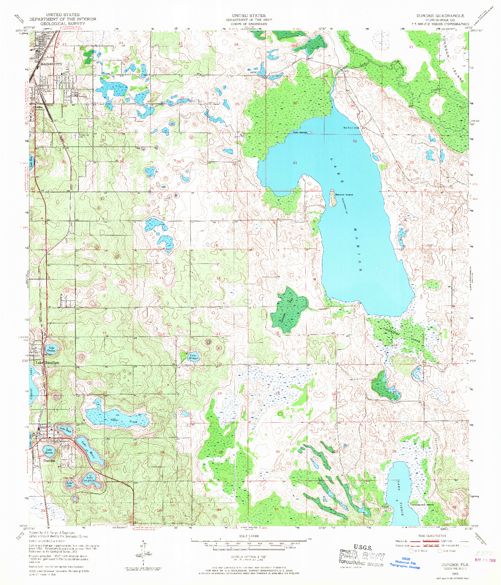 USGS 1:24000-SCALE QUADRANGLE FOR DUNDEE, FL 1953