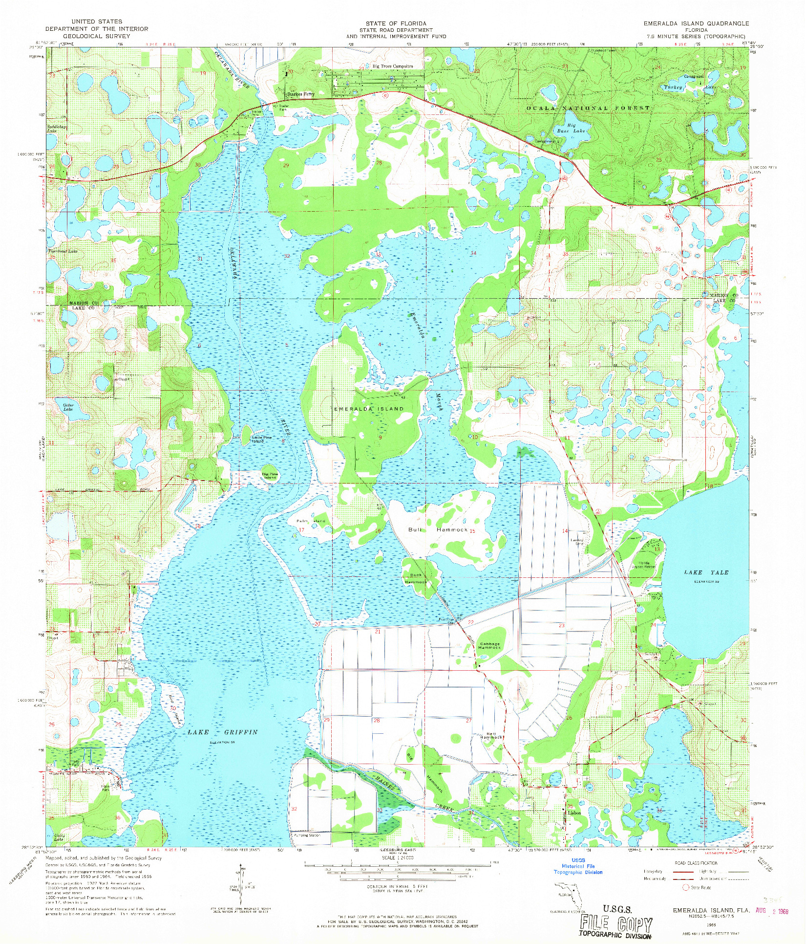 USGS 1:24000-SCALE QUADRANGLE FOR EMERALDA ISLAND, FL 1966