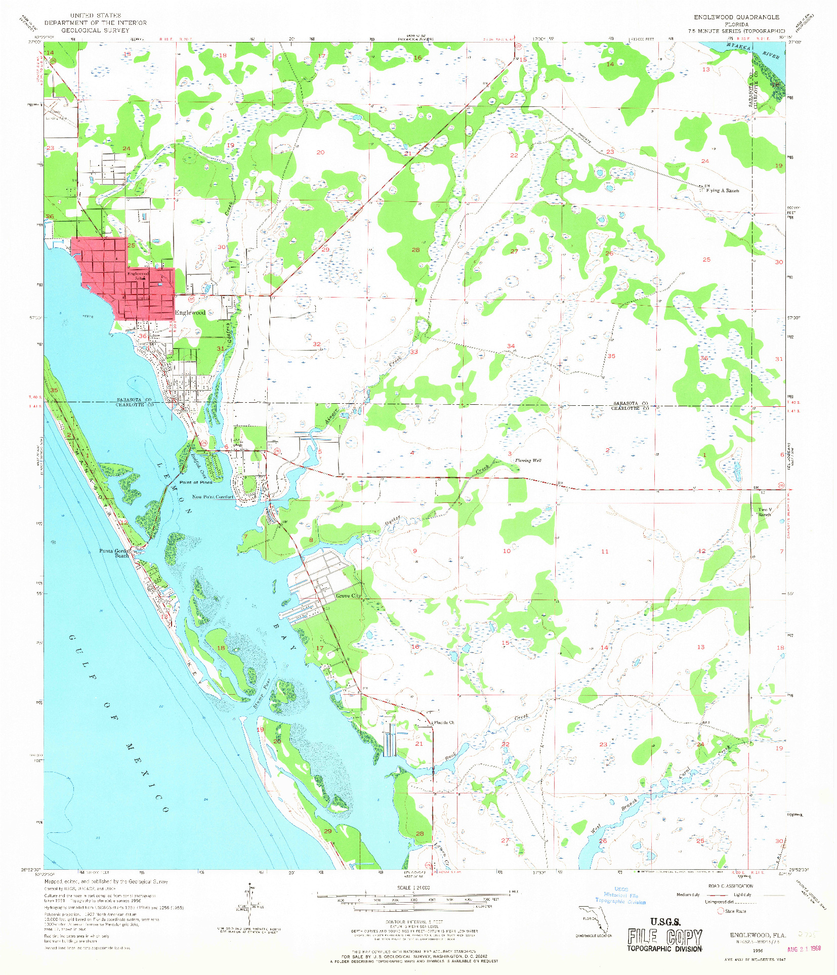 USGS 1:24000-SCALE QUADRANGLE FOR ENGLEWOOD, FL 1956