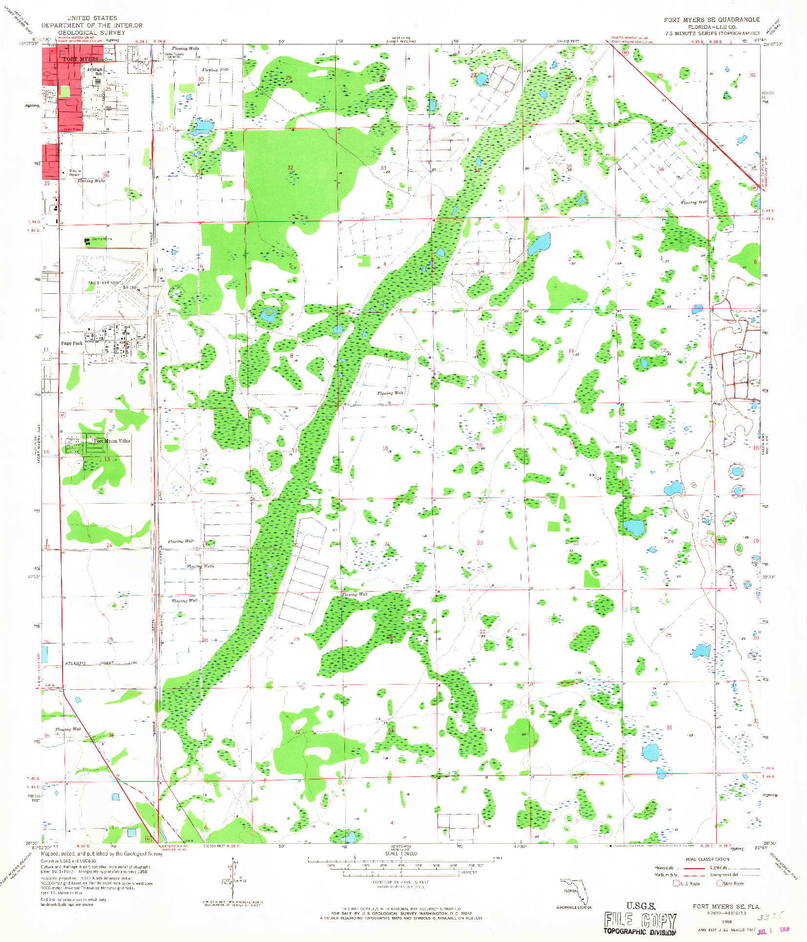 USGS 1:24000-SCALE QUADRANGLE FOR FORT MYERS SE, FL 1958