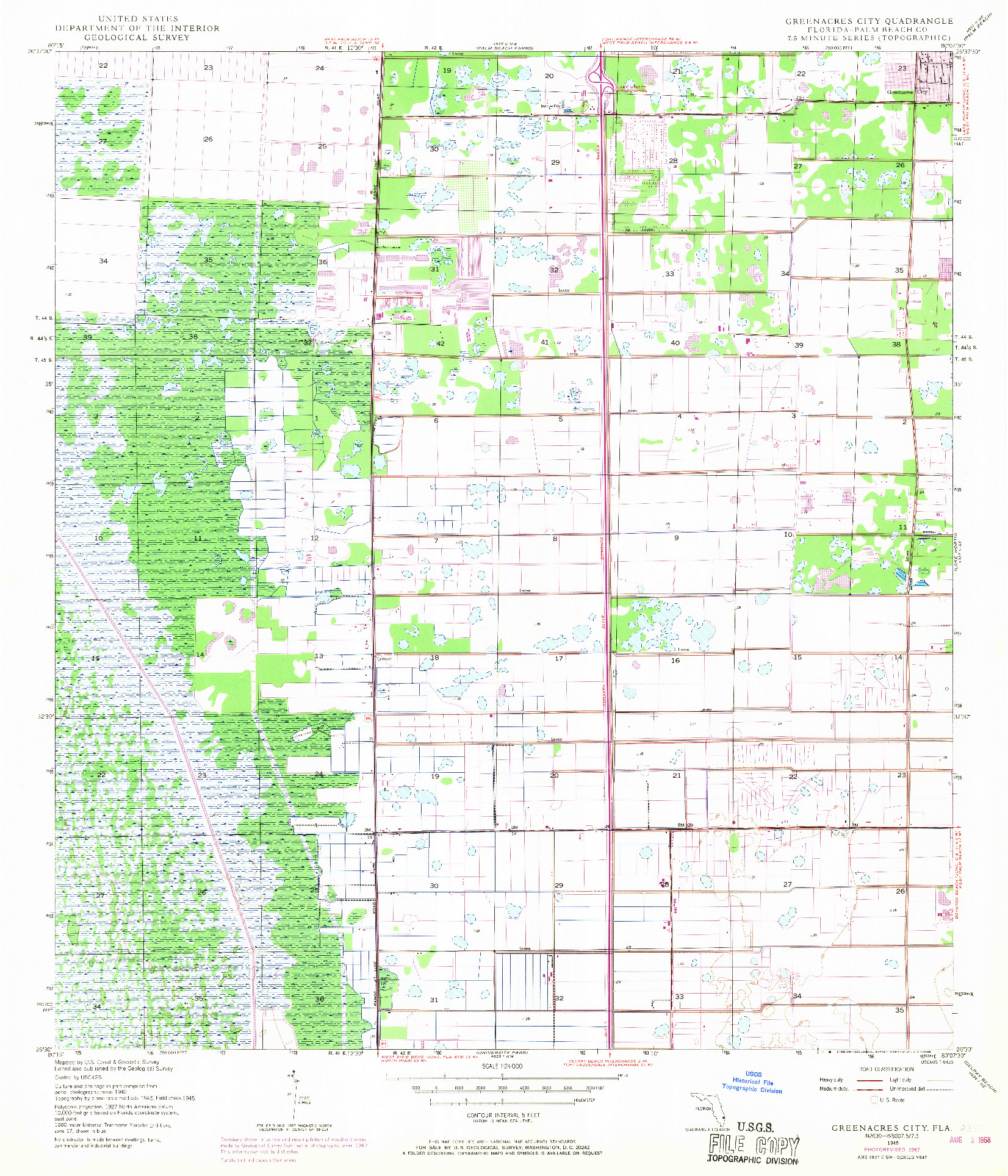 USGS 1:24000-SCALE QUADRANGLE FOR GREENACRES CITY, FL 1945