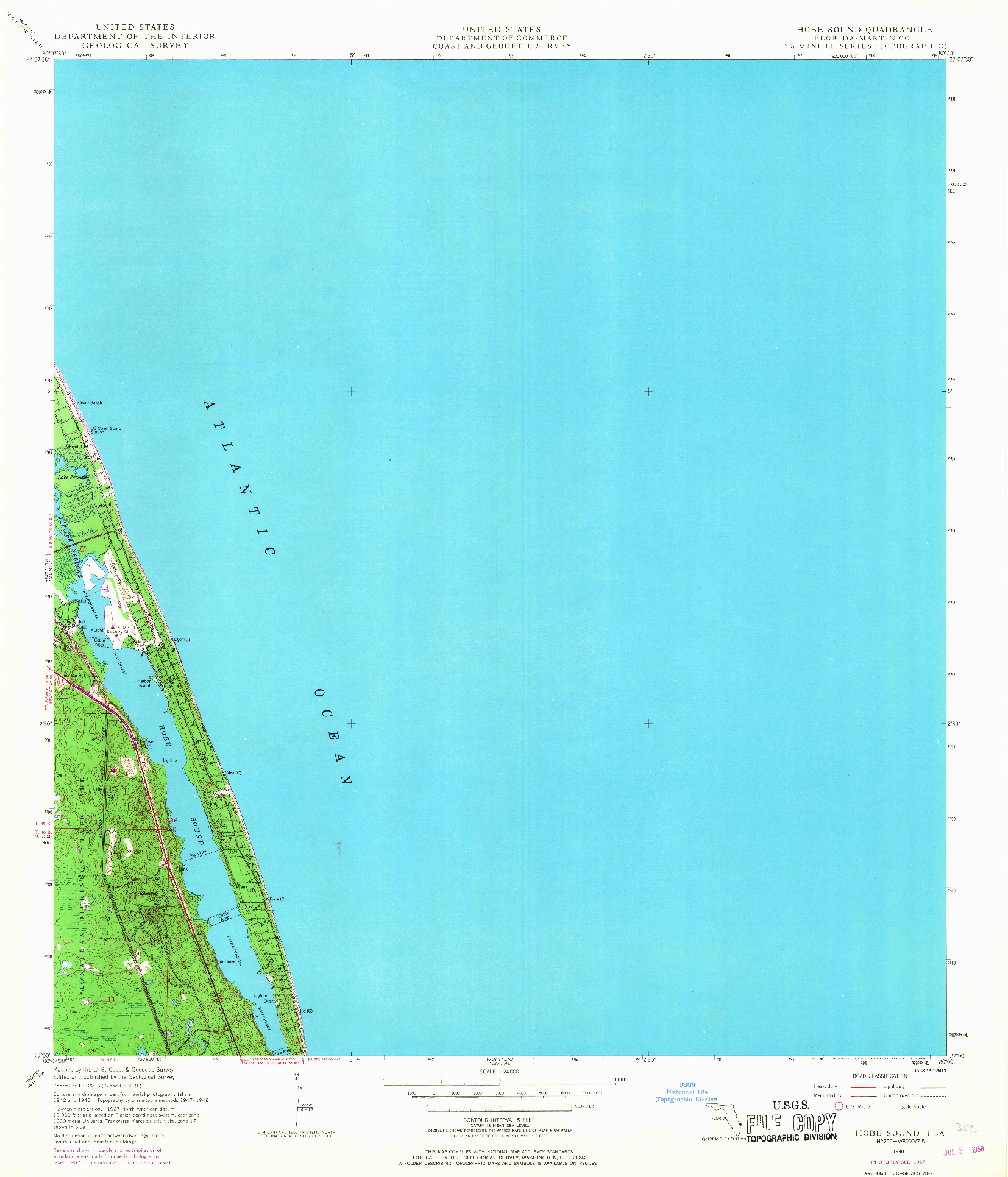 USGS 1:24000-SCALE QUADRANGLE FOR HOBE SOUND, FL 1948