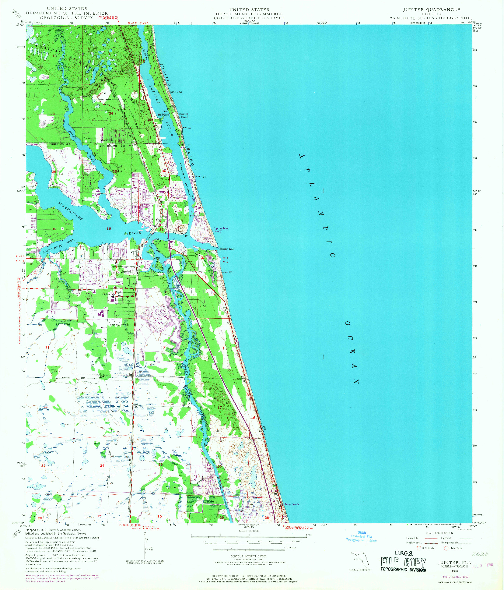 USGS 1:24000-SCALE QUADRANGLE FOR JUPITER, FL 1948