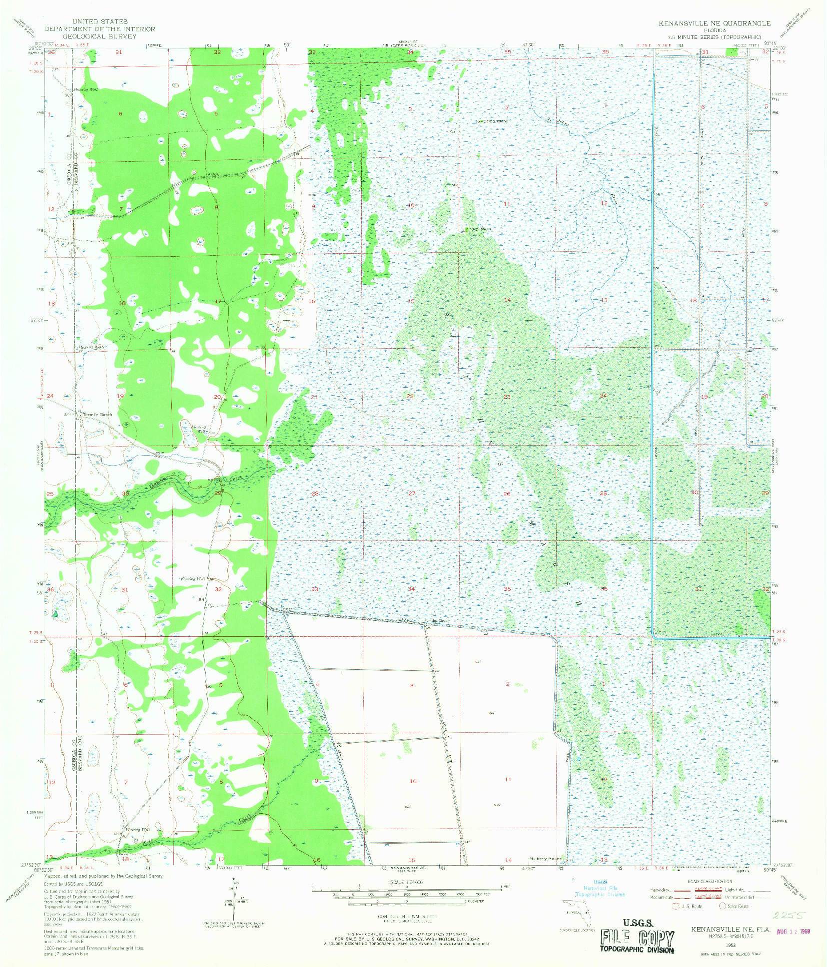 USGS 1:24000-SCALE QUADRANGLE FOR KENANSVILLE NE, FL 1953