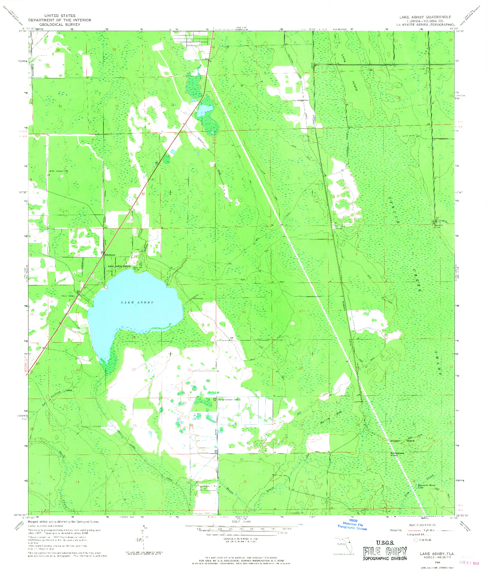 USGS 1:24000-SCALE QUADRANGLE FOR LAKE ASHBY, FL 1966