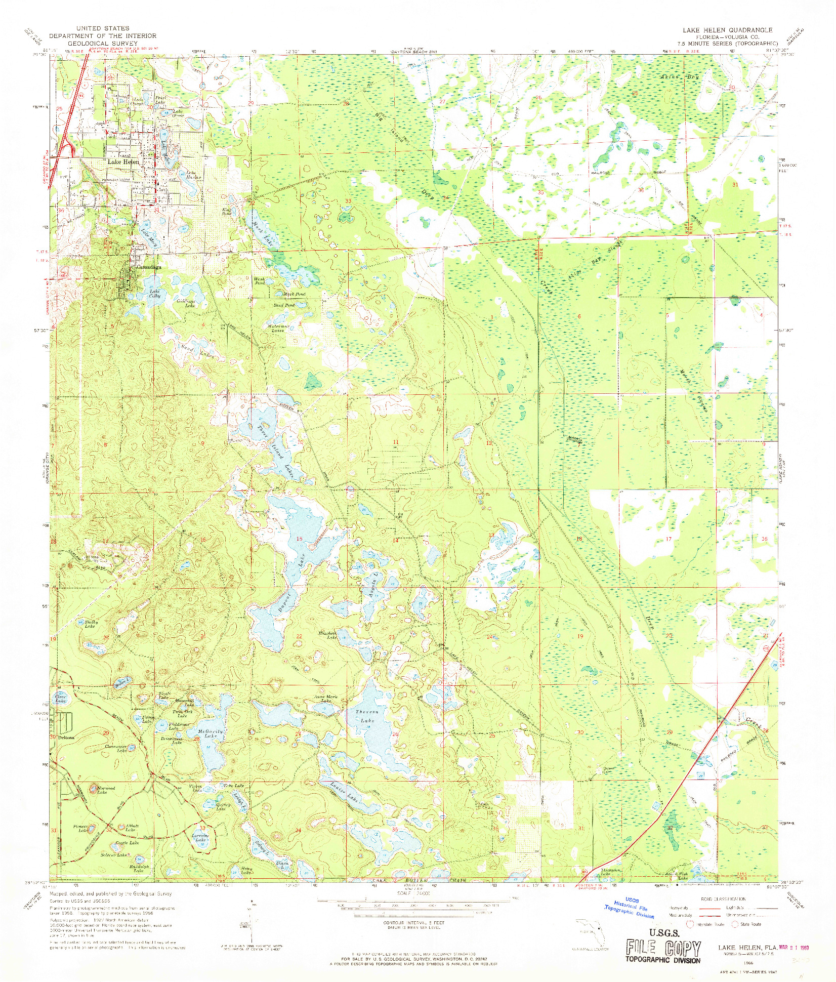 USGS 1:24000-SCALE QUADRANGLE FOR LAKE HELEN, FL 1966