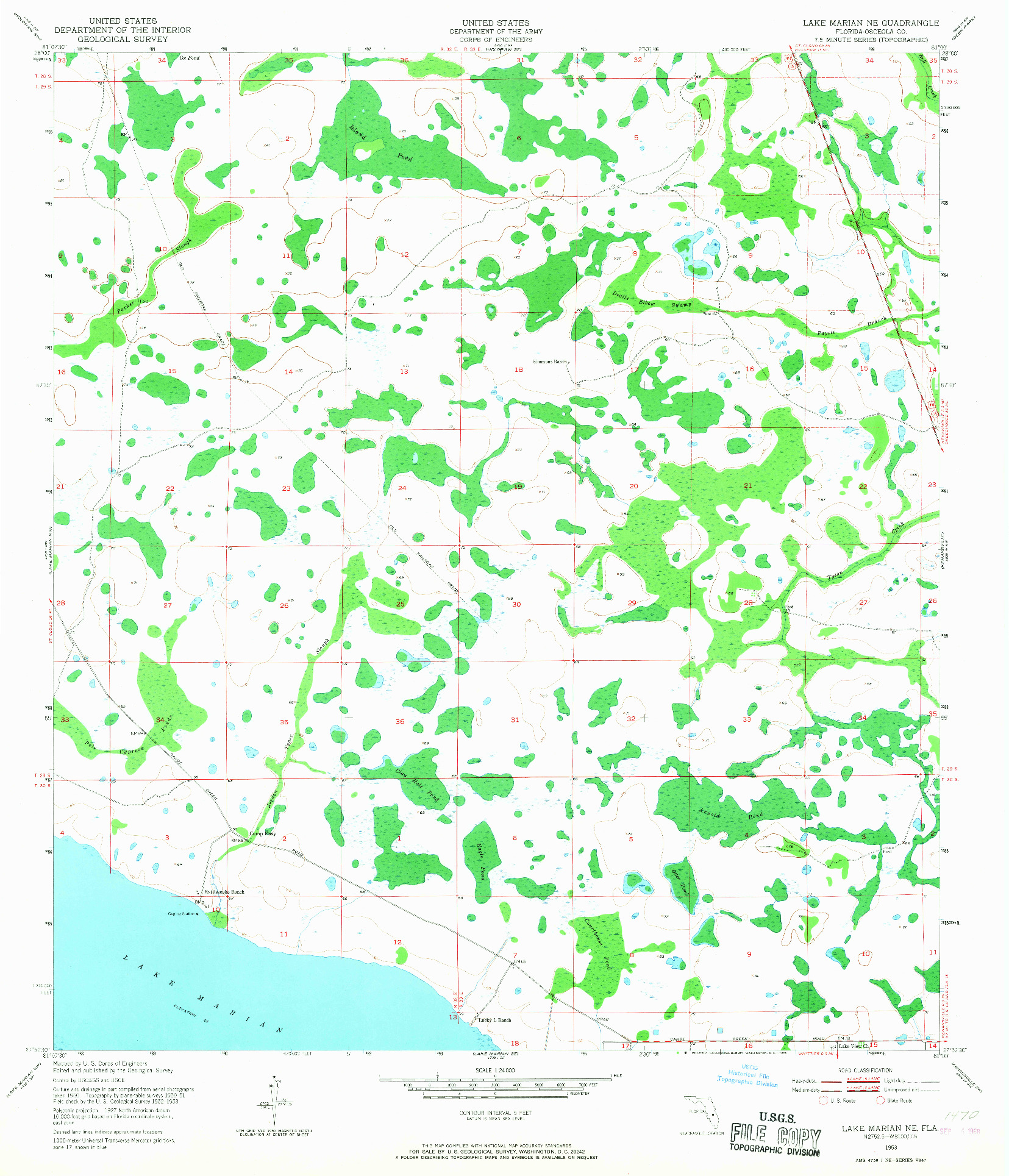 USGS 1:24000-SCALE QUADRANGLE FOR LAKE MARIAN NE, FL 1953