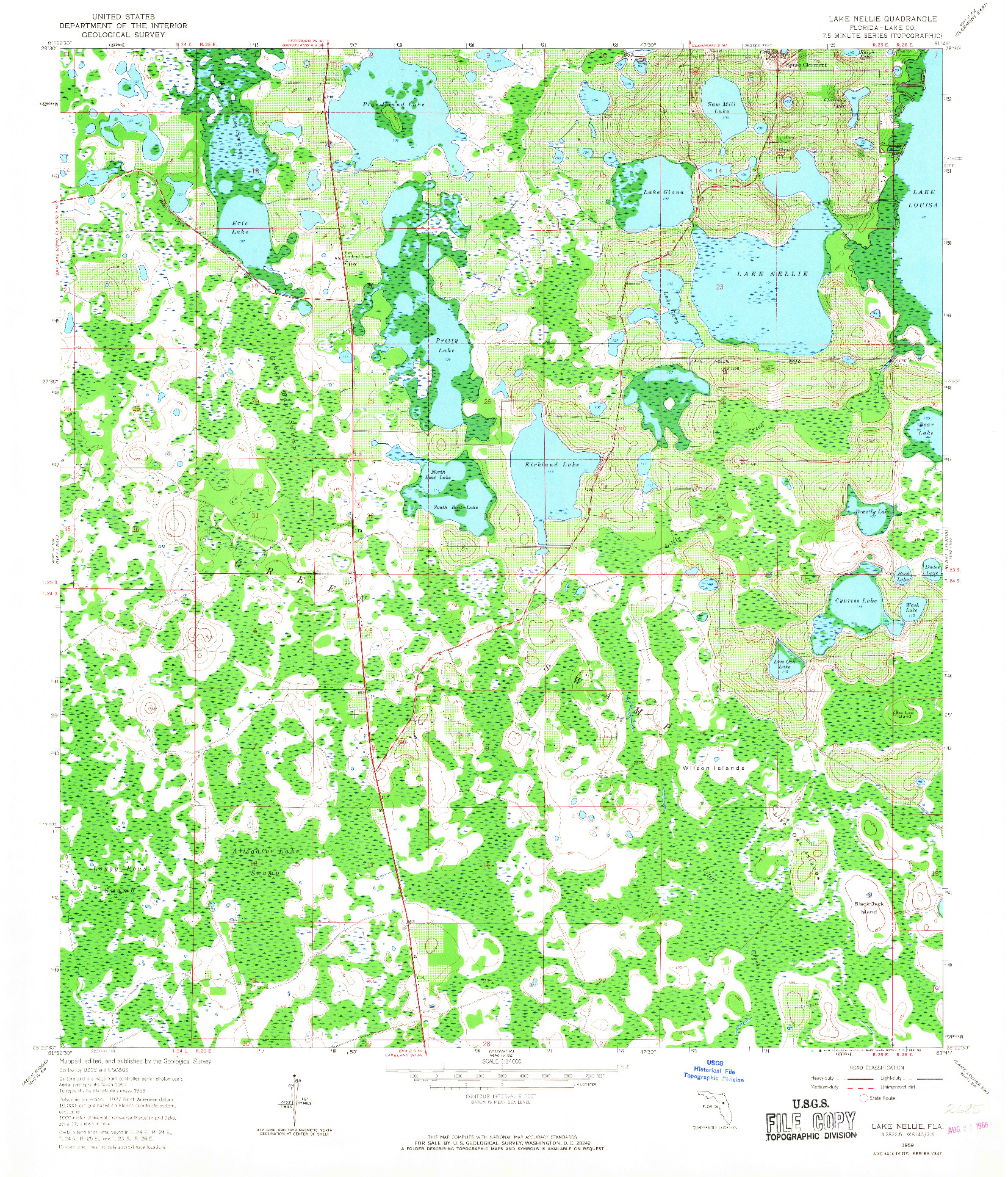 USGS 1:24000-SCALE QUADRANGLE FOR LAKE NELLIE, FL 1959