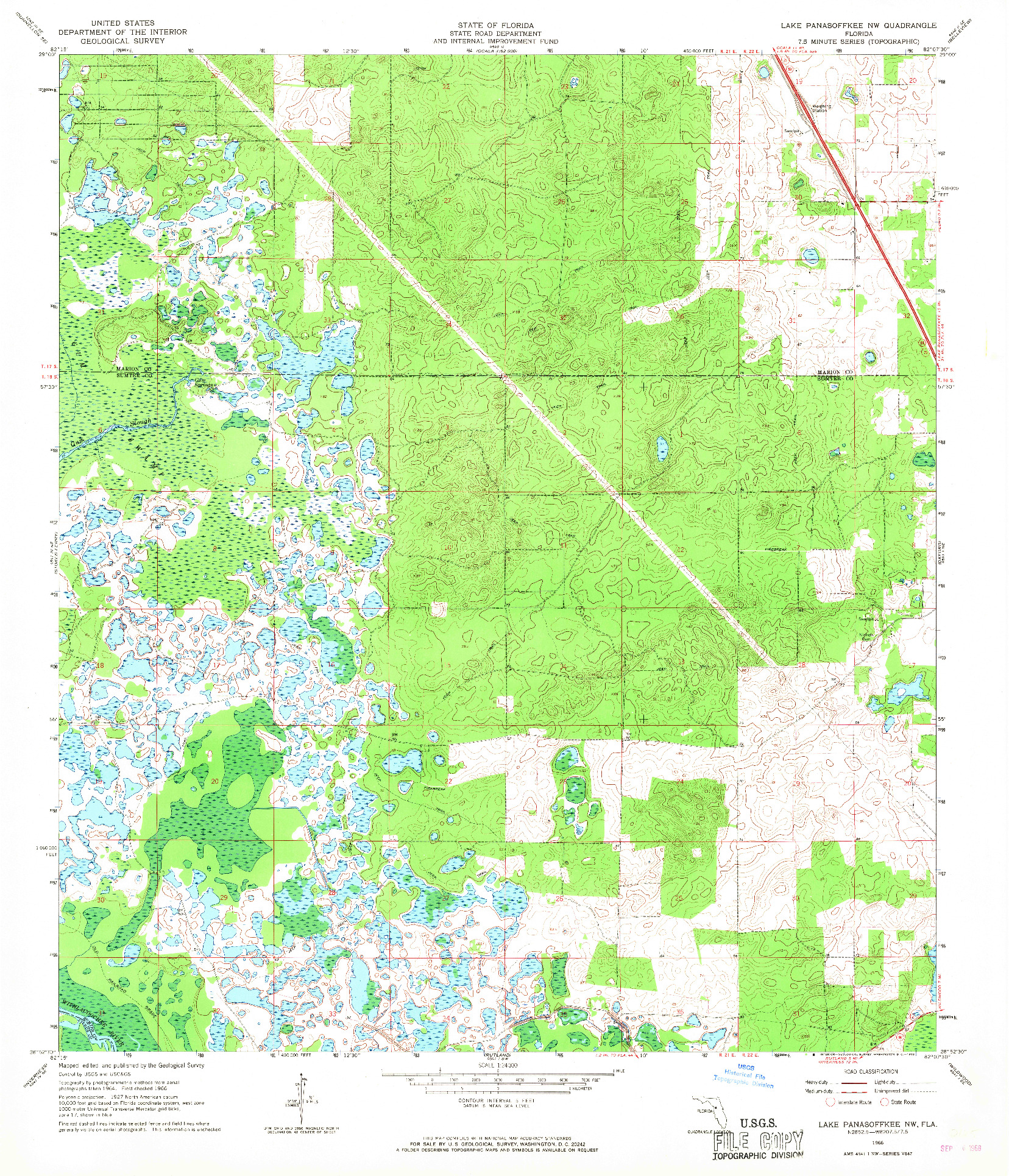 USGS 1:24000-SCALE QUADRANGLE FOR LAKE PANASOFFKEE NW, FL 1966