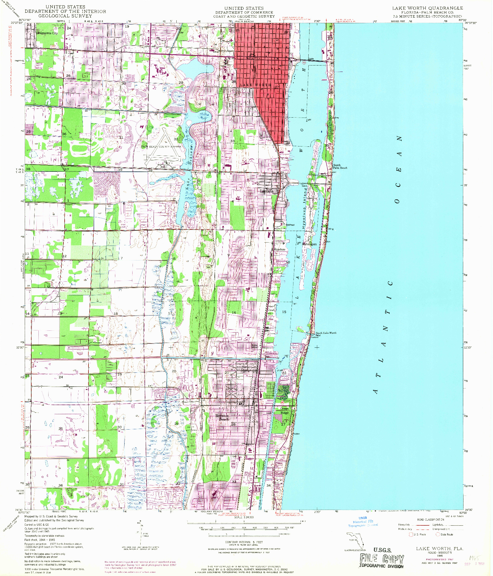 USGS 1:24000-SCALE QUADRANGLE FOR LAKE WORTH, FL 1945