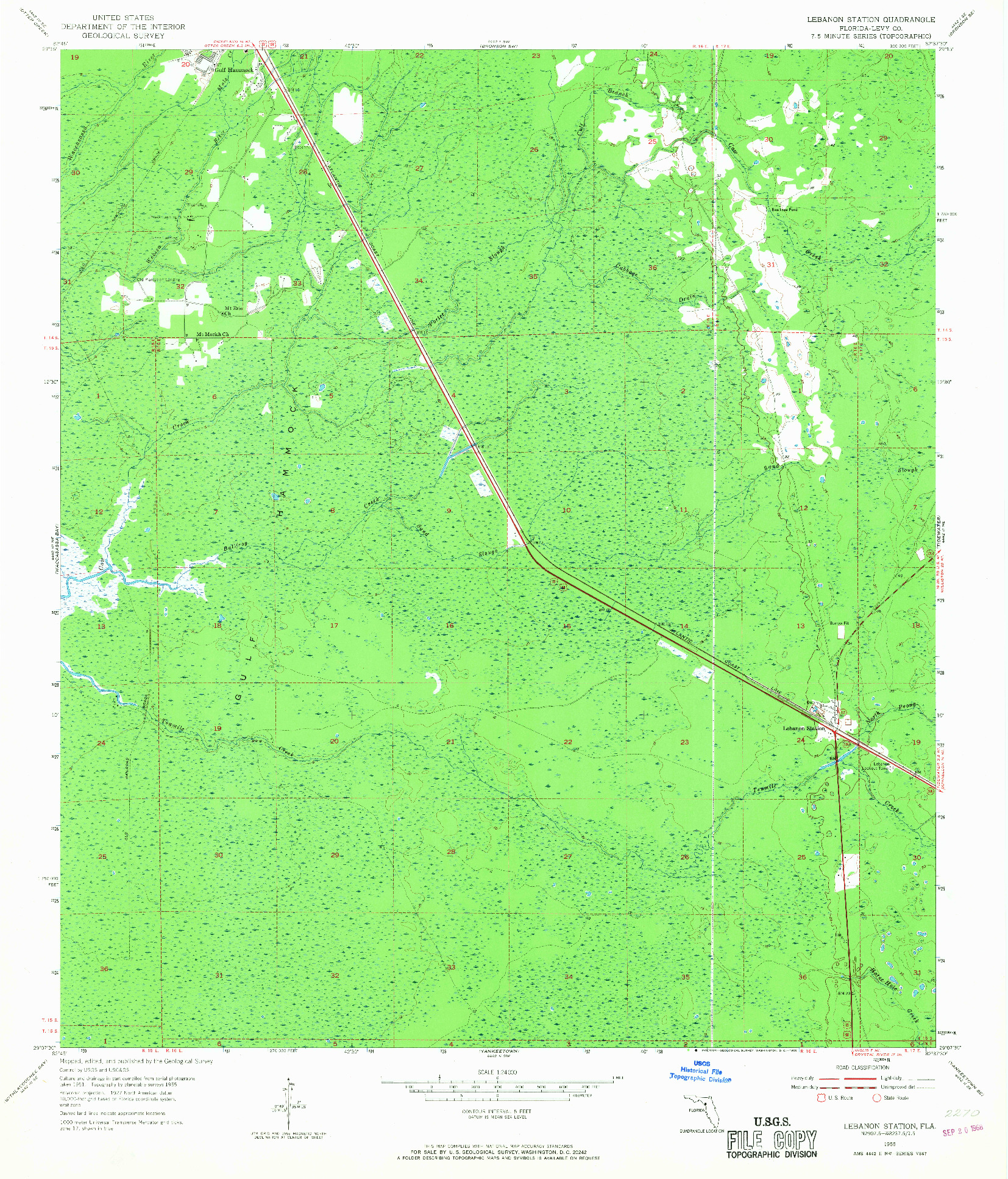 USGS 1:24000-SCALE QUADRANGLE FOR LEBANON STATION, FL 1968