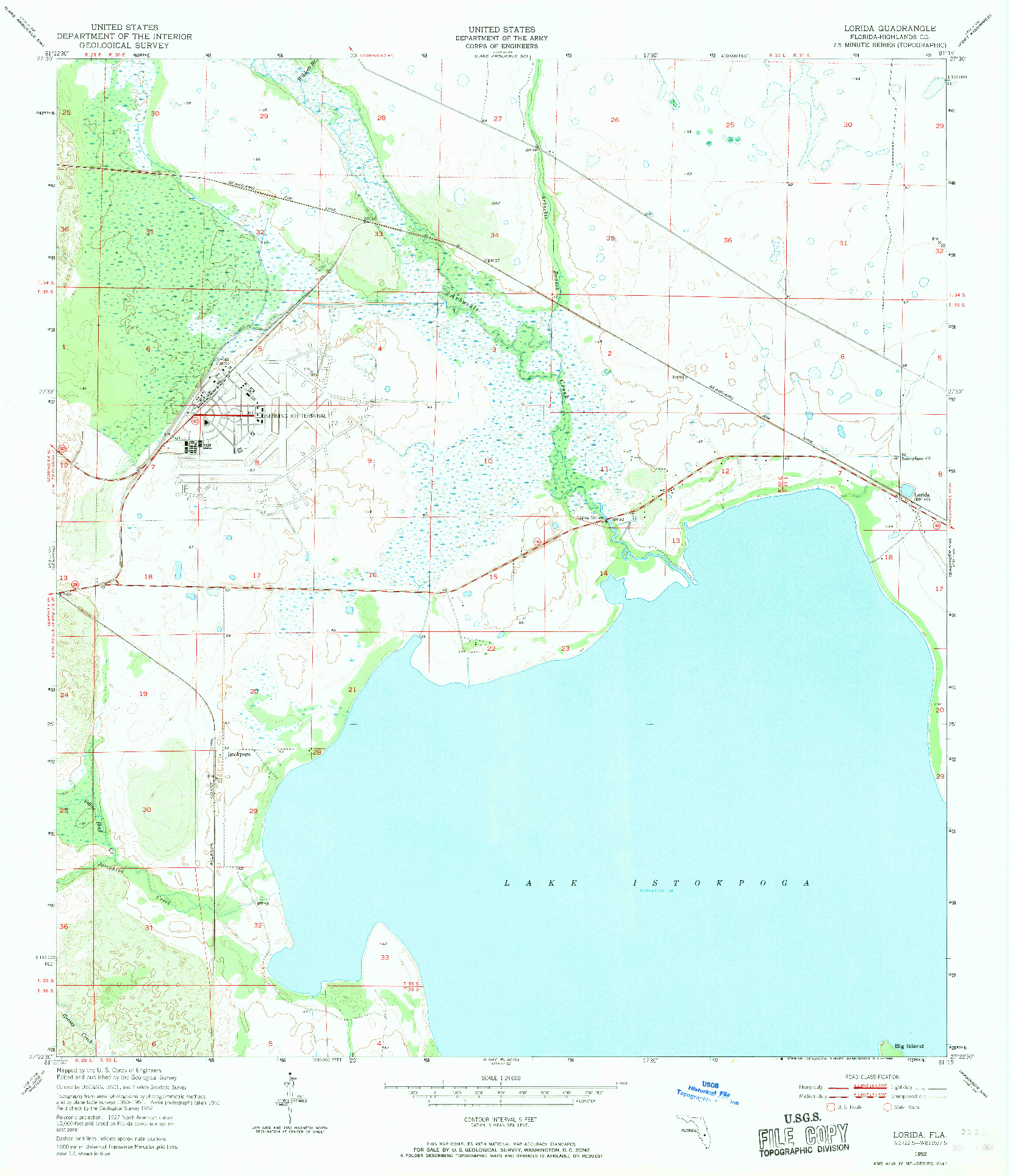 USGS 1:24000-SCALE QUADRANGLE FOR LORIDA, FL 1952