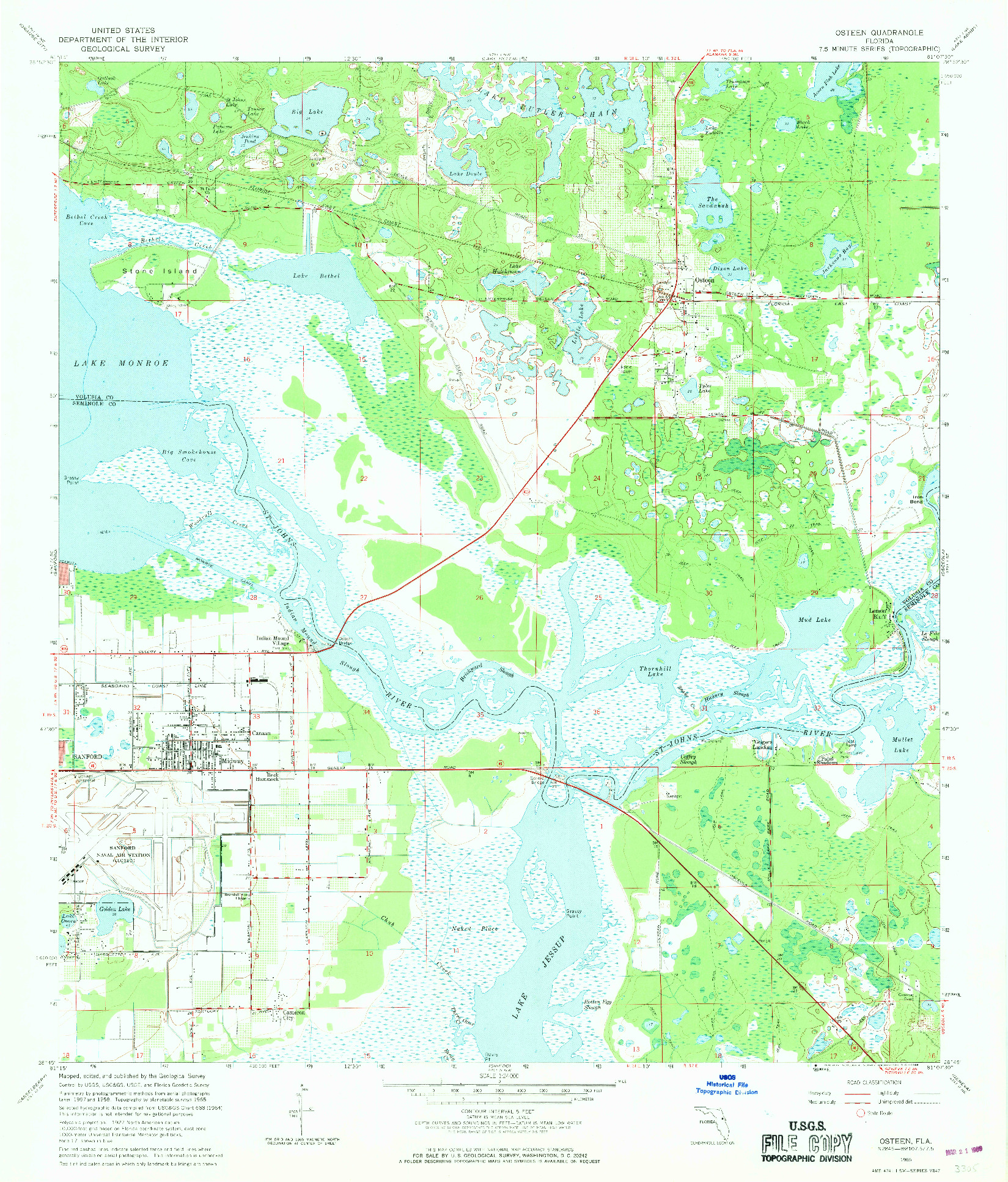 USGS 1:24000-SCALE QUADRANGLE FOR OSTEEN, FL 1965