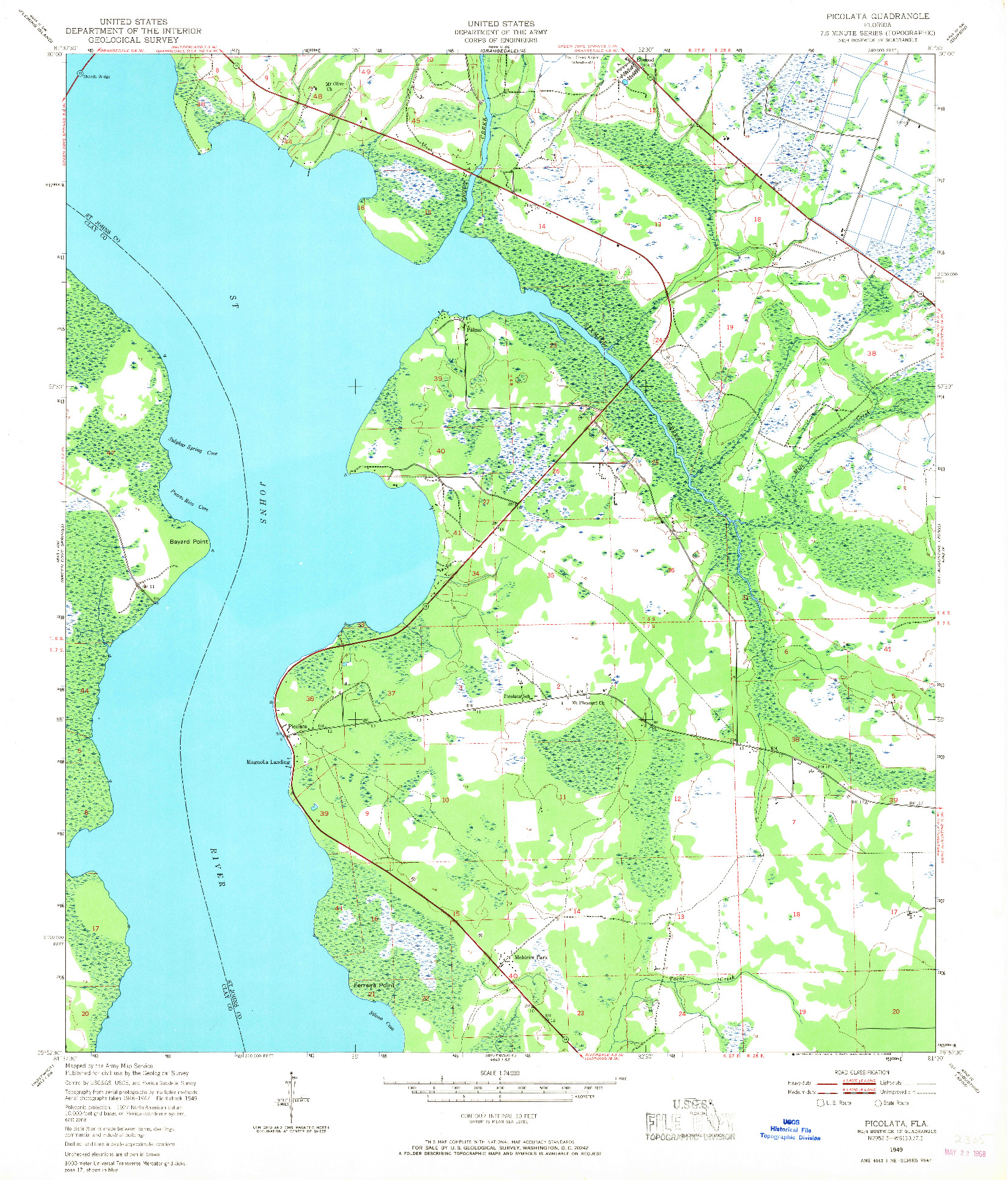 USGS 1:24000-SCALE QUADRANGLE FOR PICOLATA, FL 1949