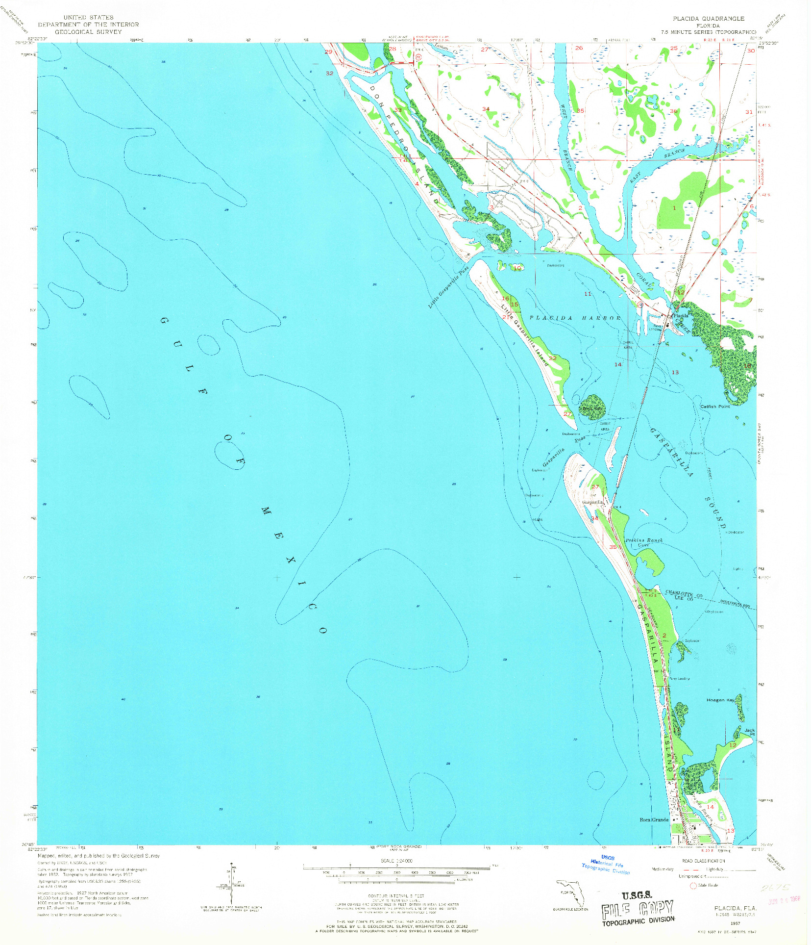 USGS 1:24000-SCALE QUADRANGLE FOR PLACIDA, FL 1957