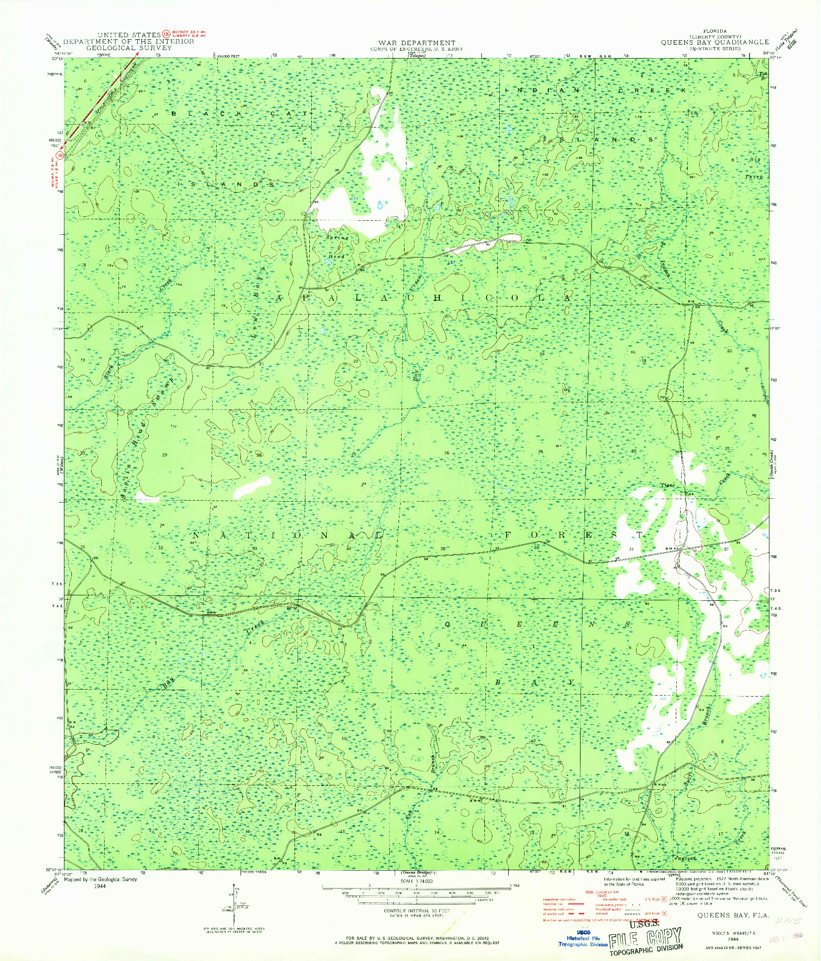 USGS 1:24000-SCALE QUADRANGLE FOR QUEENS BAY, FL 1944