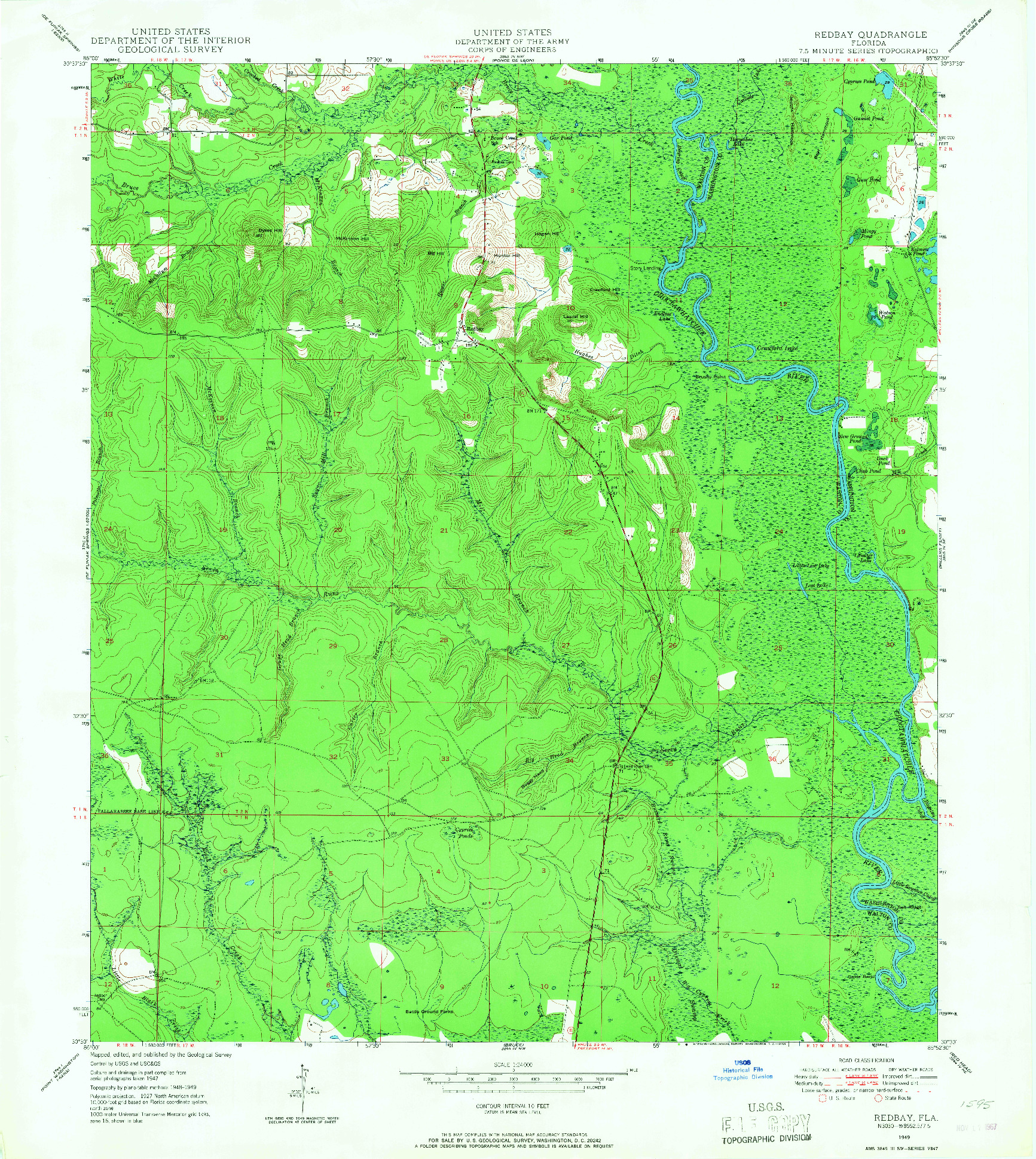 USGS 1:24000-SCALE QUADRANGLE FOR REDBAY, FL 1949