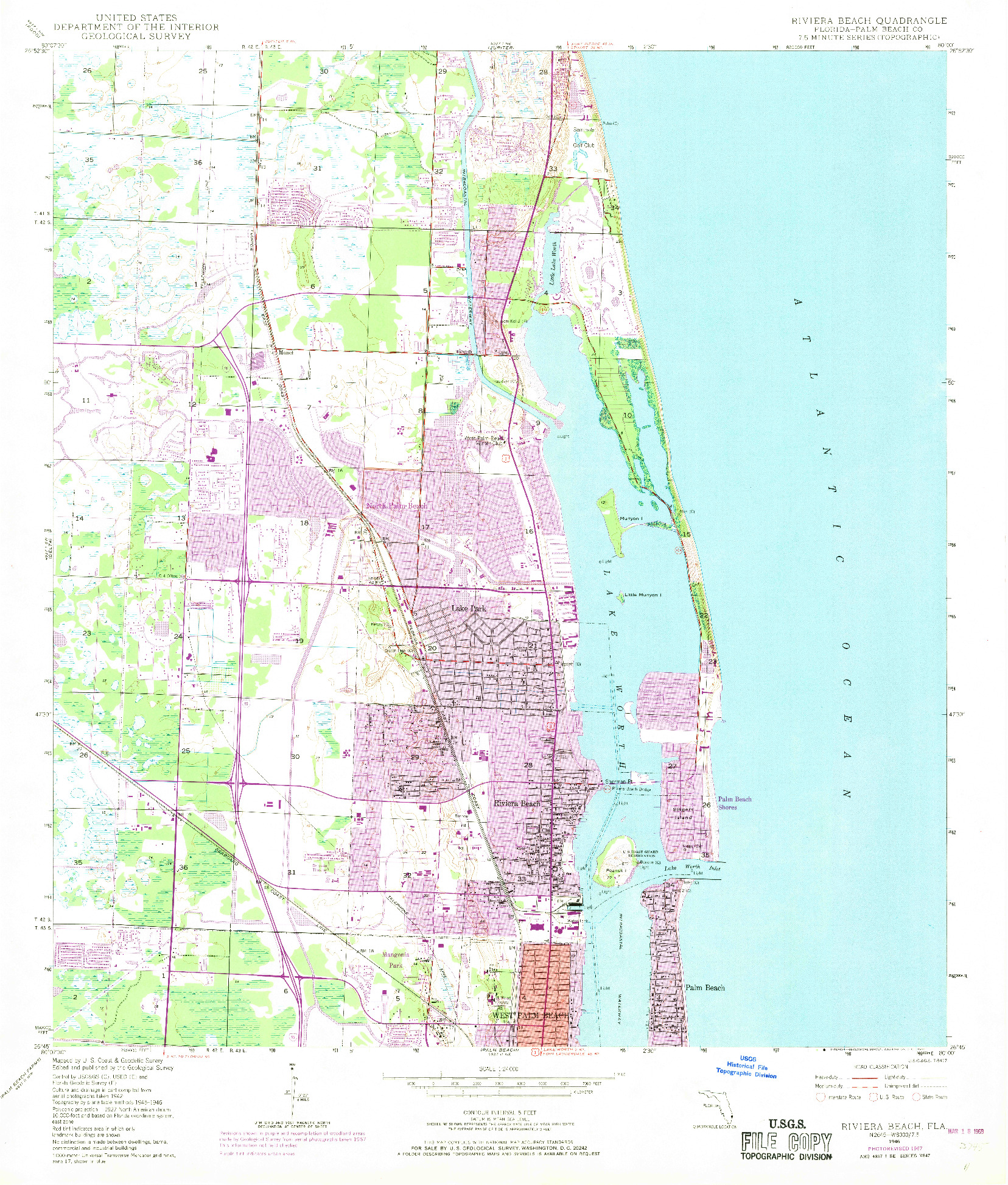 USGS 1:24000-SCALE QUADRANGLE FOR RIVIERA BEACH, FL 1946