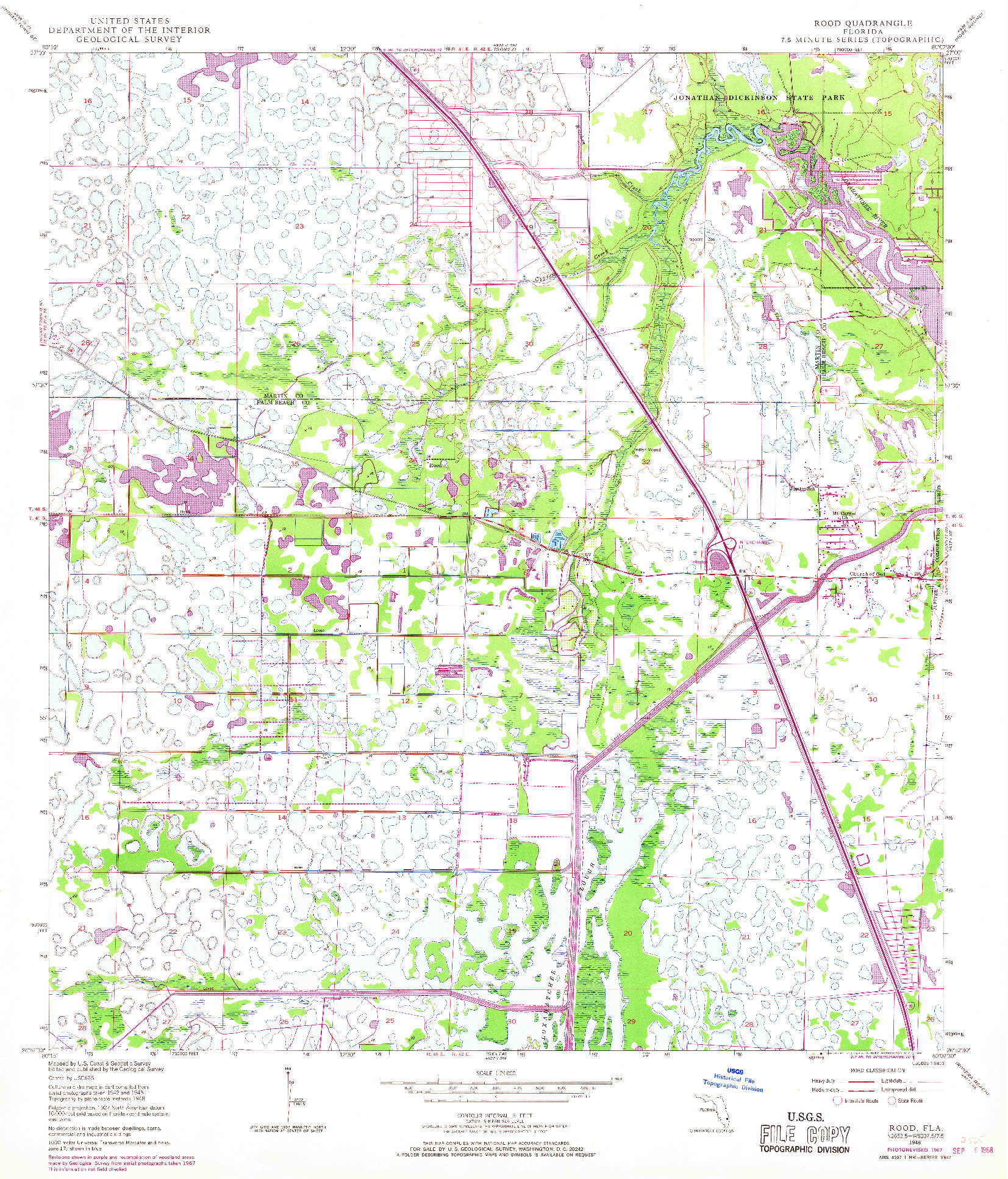 USGS 1:24000-SCALE QUADRANGLE FOR ROOD, FL 1948