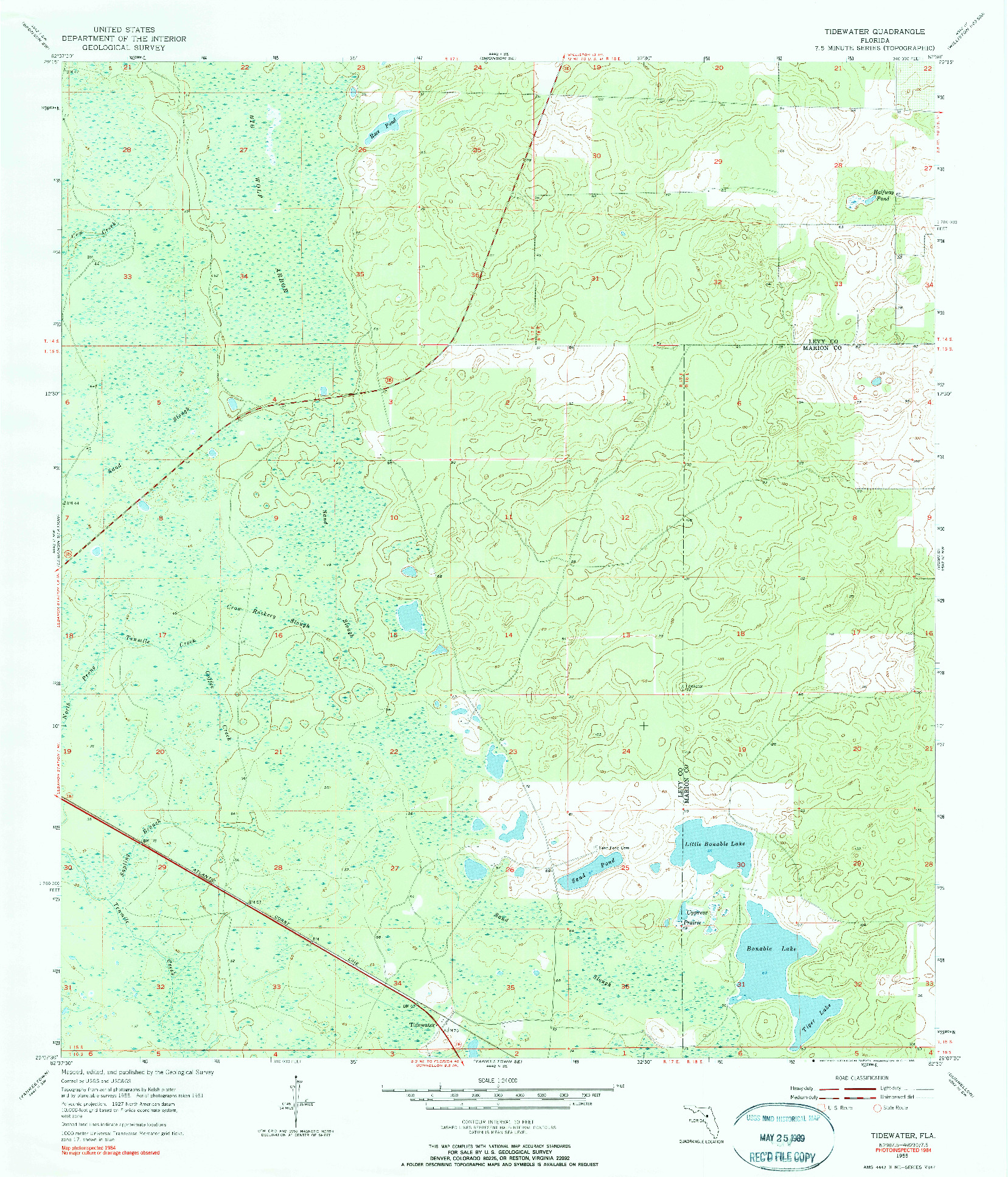 USGS 1:24000-SCALE QUADRANGLE FOR TIDEWATER, FL 1955