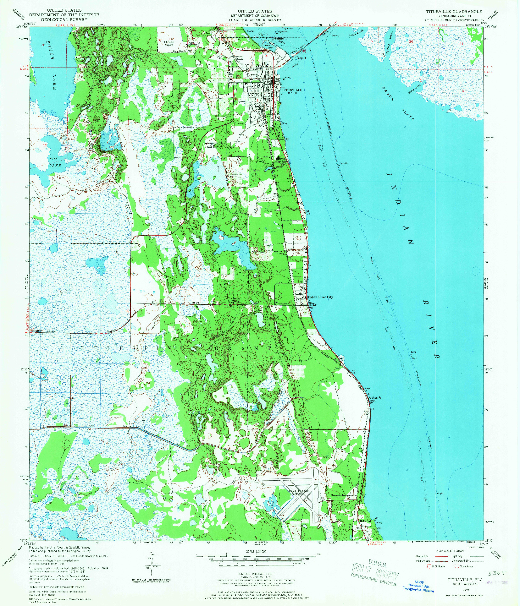 USGS 1:24000-SCALE QUADRANGLE FOR TITUSVILLE, FL 1949